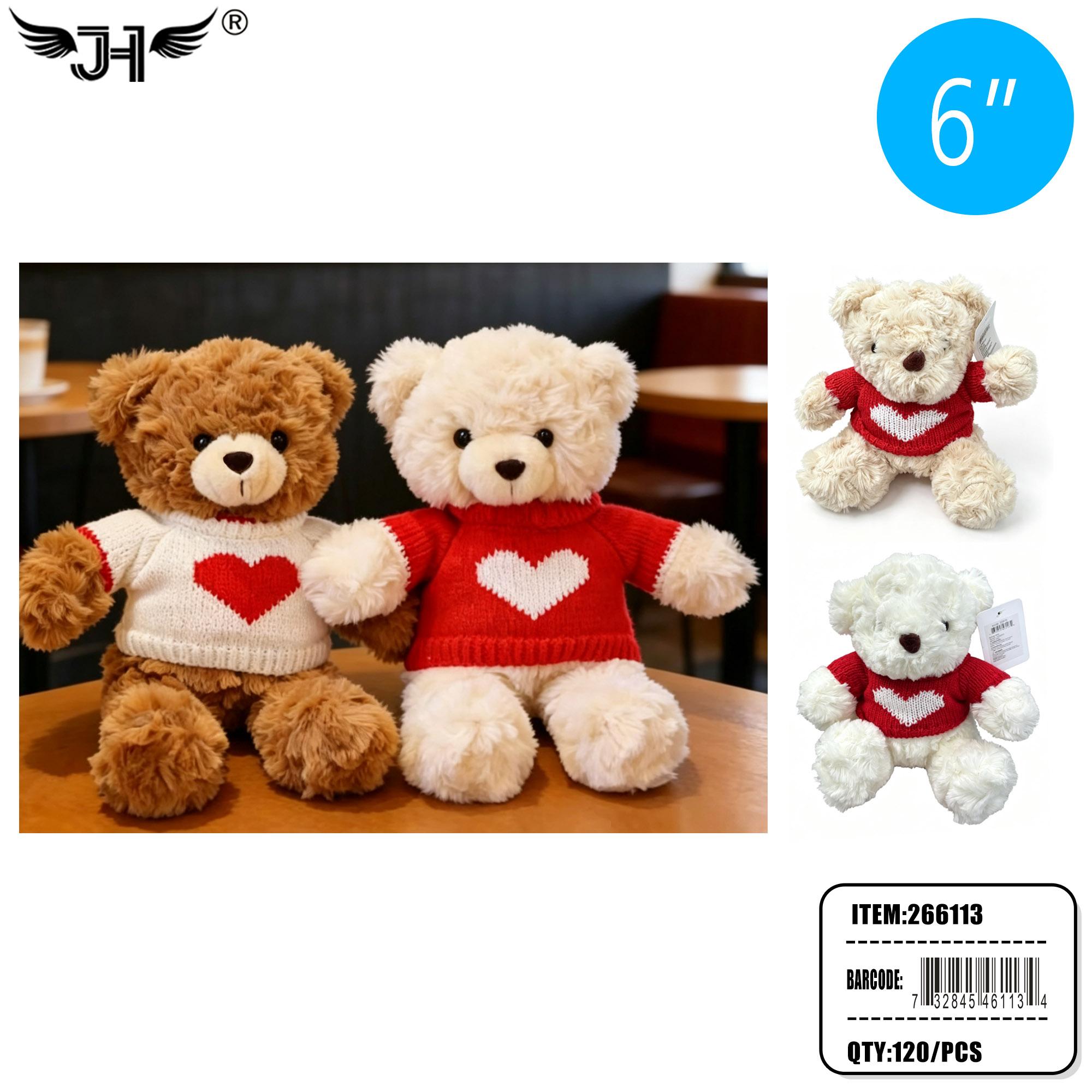 PLUSH - 6" TEDDY BEAR 3 COLOR MIX 10DZ/CS image