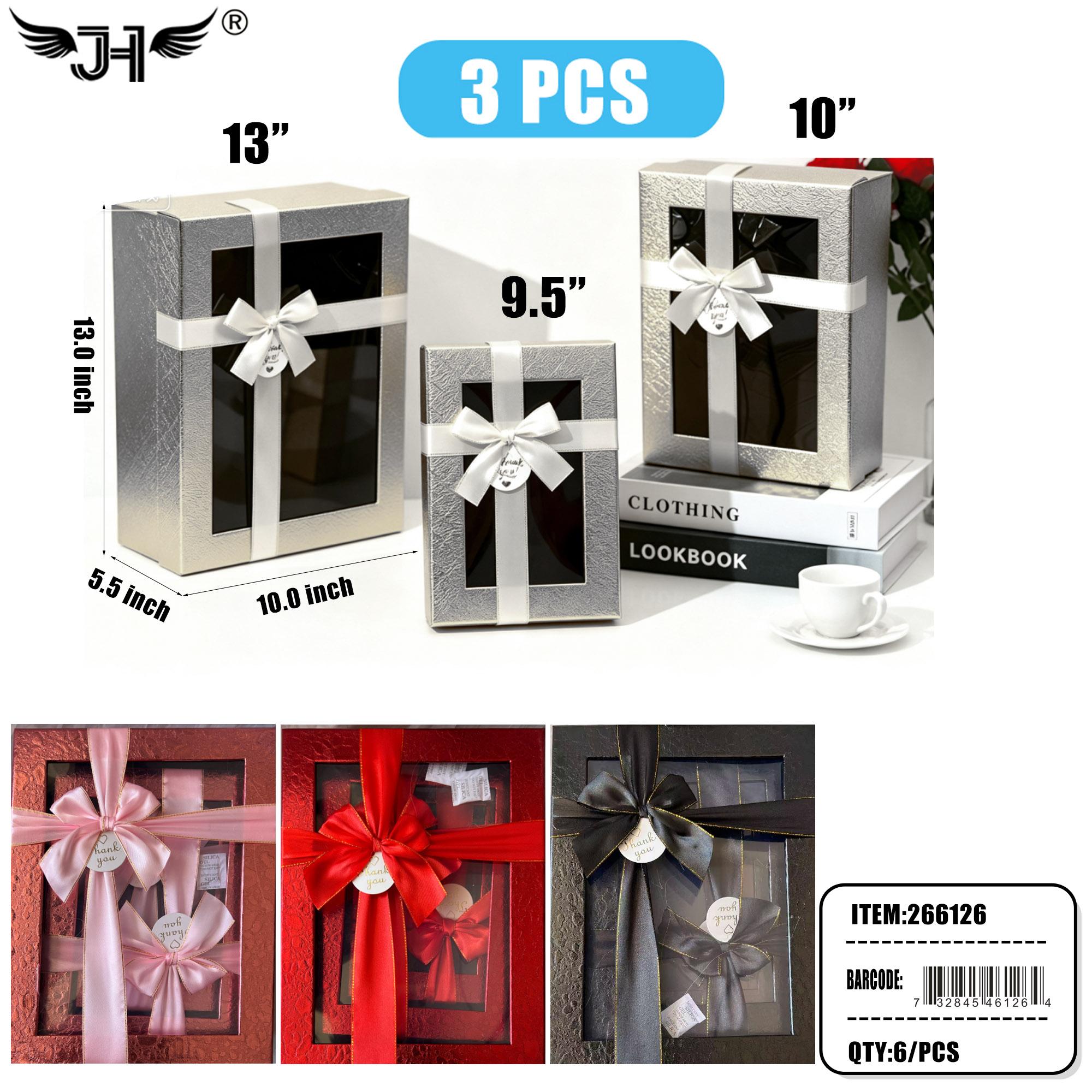 GIFT BOX - RECTANGLE 3PC/SET 4 COLOR ASST 6SET/CS (266126) image