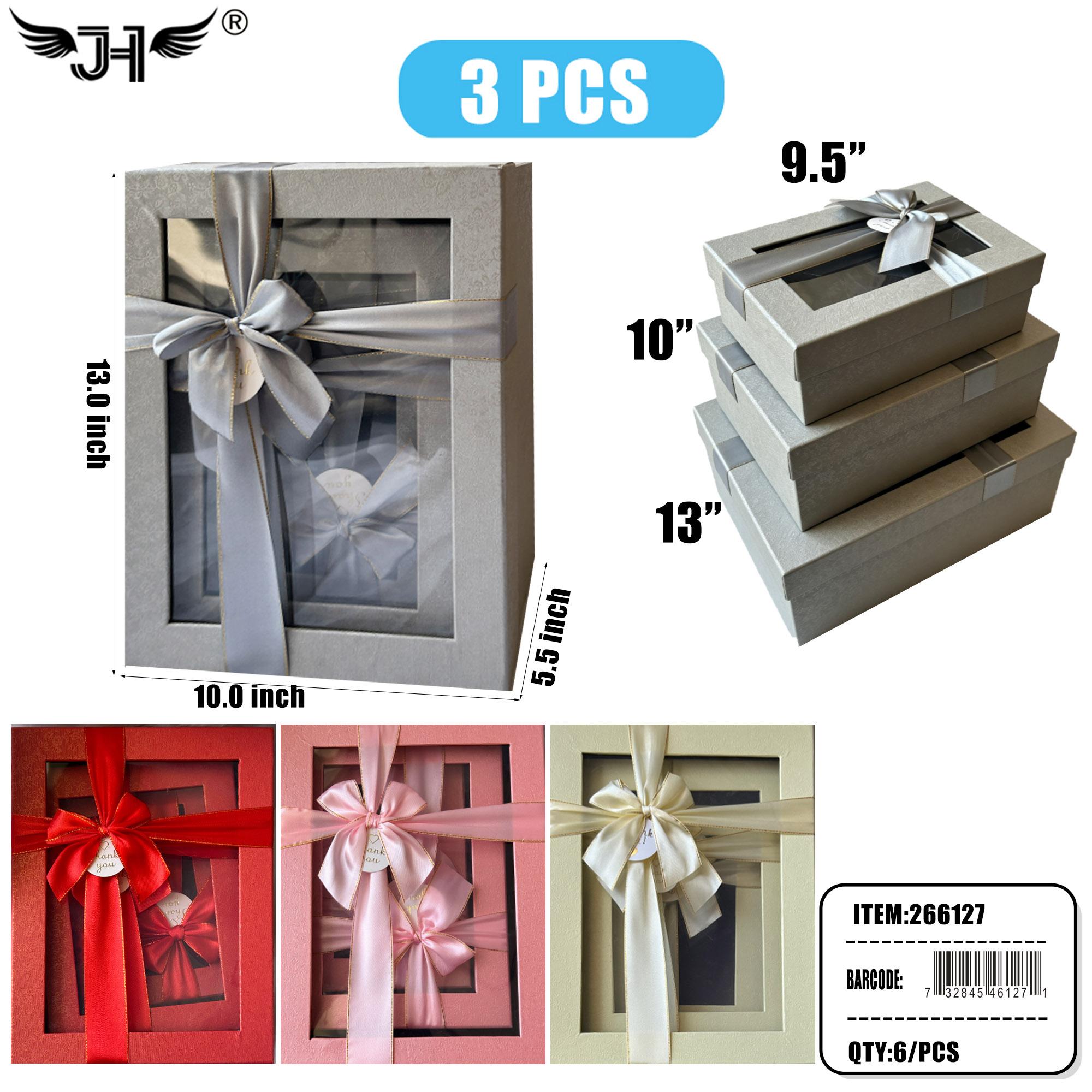 GIFT BOX - RECTANGLE 3PC/SET 4 COLOR ASST 6SET/CS (266127) image