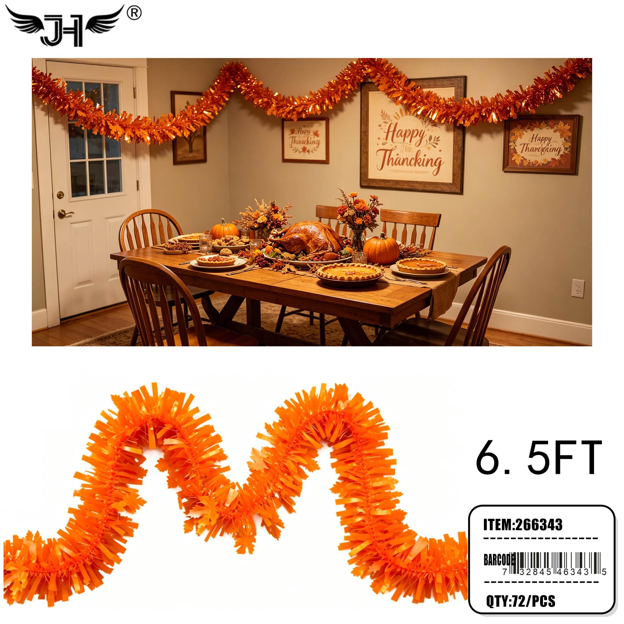 GARLAND - 6.5FT  THANKSGIVING LEAF (6PC) 12PK/CS image