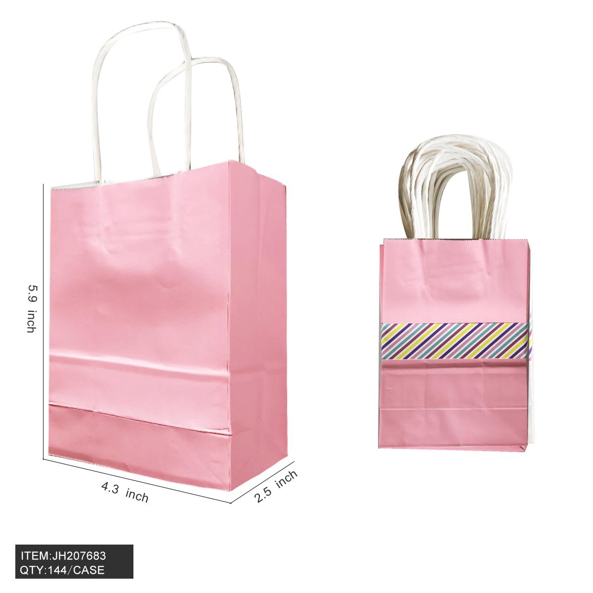 KRAFT GIFT BAG - #1 SIZE S PINK 4.3"x2.5"x5.9" 12DZ/CS