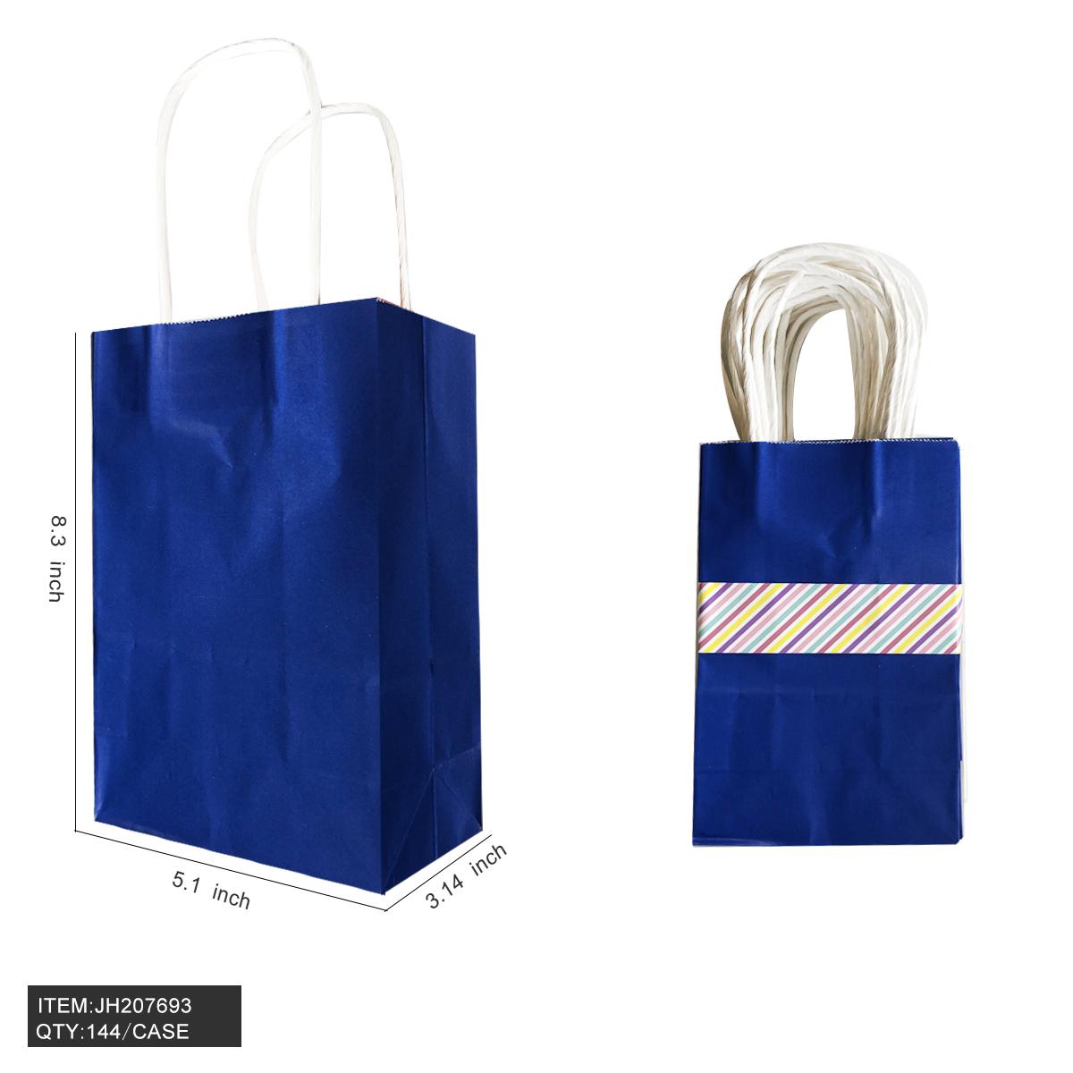 KRAFT GIFT BAG - #2 SIZE M DARK BLUE 5"x3"x8" 12DZ/CS
