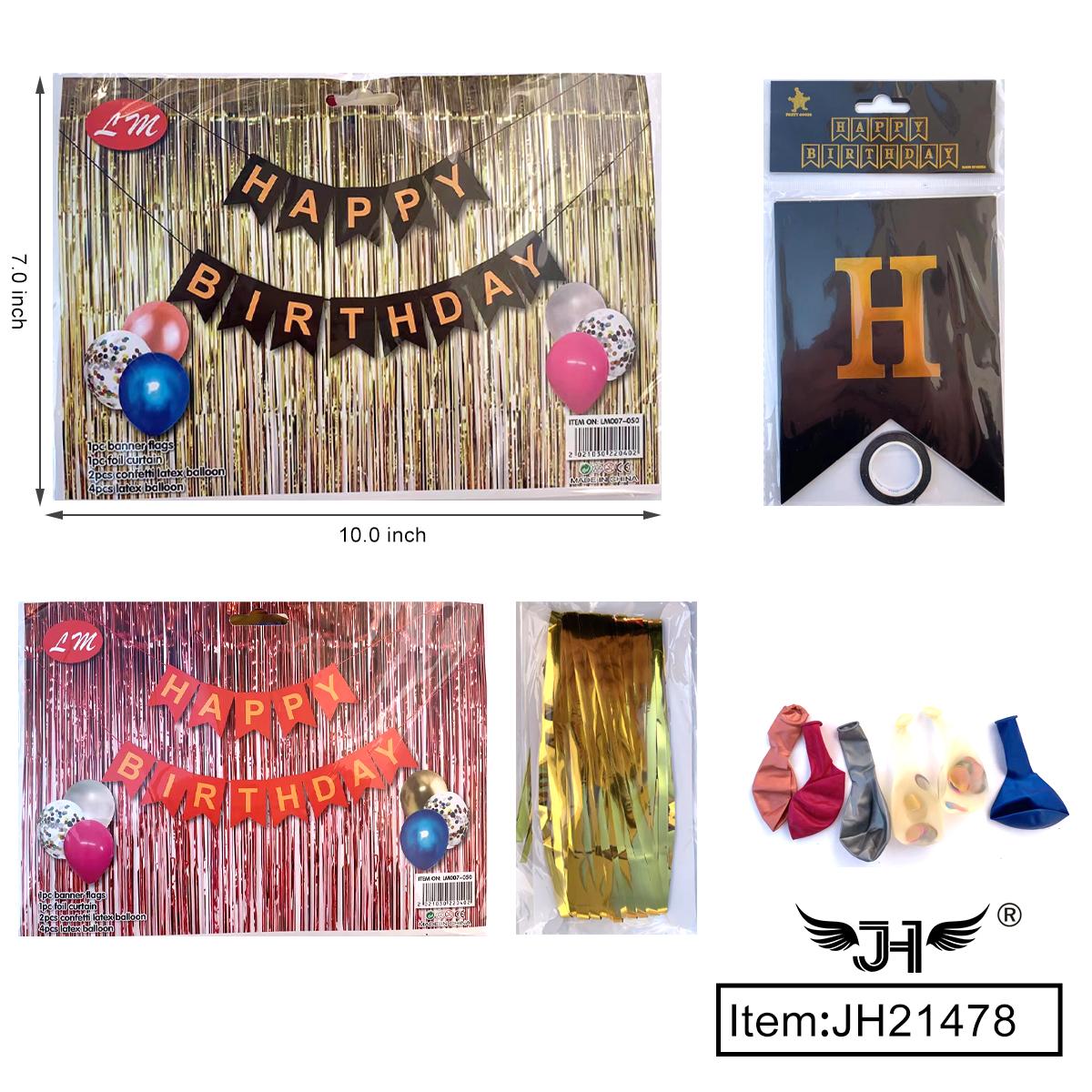 BANNER - BIRTHDAY DECORATION (6PC) 8BG/CS