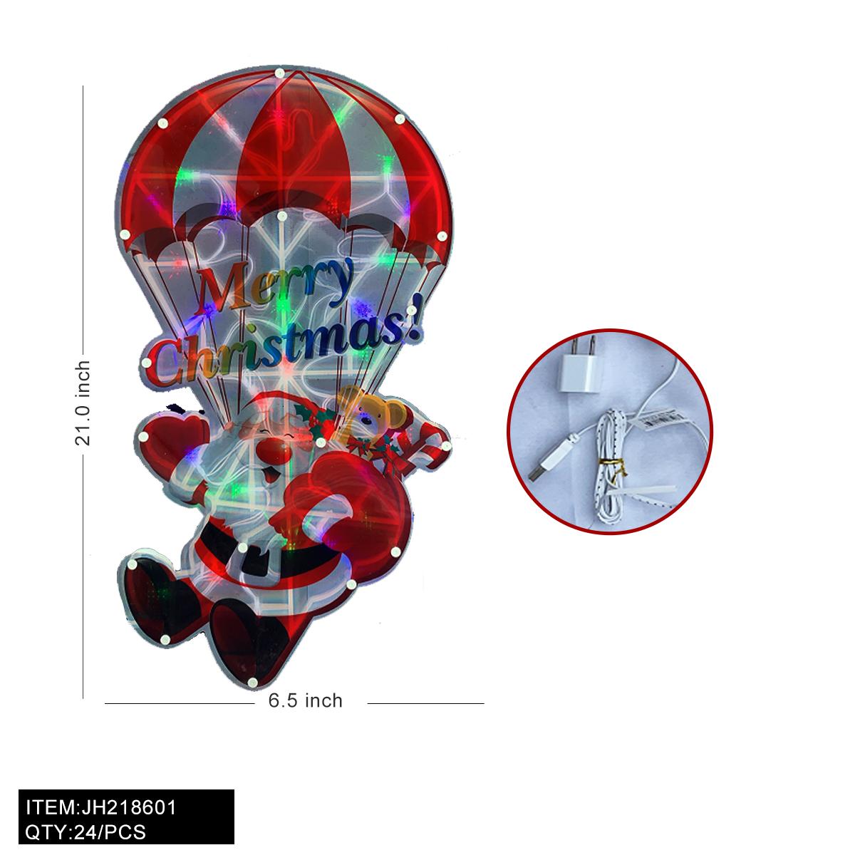 CHRISTMAS LIGHT UP DECORATION - SANTA 3D PICTURE 24PC/CS (JH218601) image