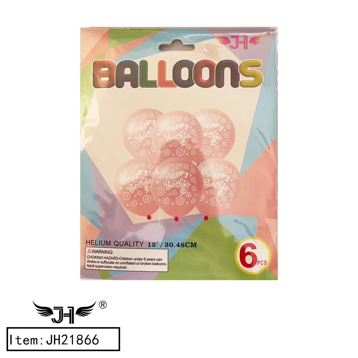 6CT 12" HAPPY BIRTHDAY LIGHT PINK COLOR LATEX BALLOON 40DZ/C image