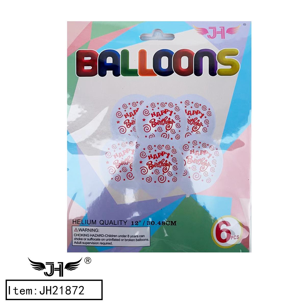 LATEX BALLOON - 12" PRINTED BIRTHDAY WHITE (6CT) 40DZ/CS