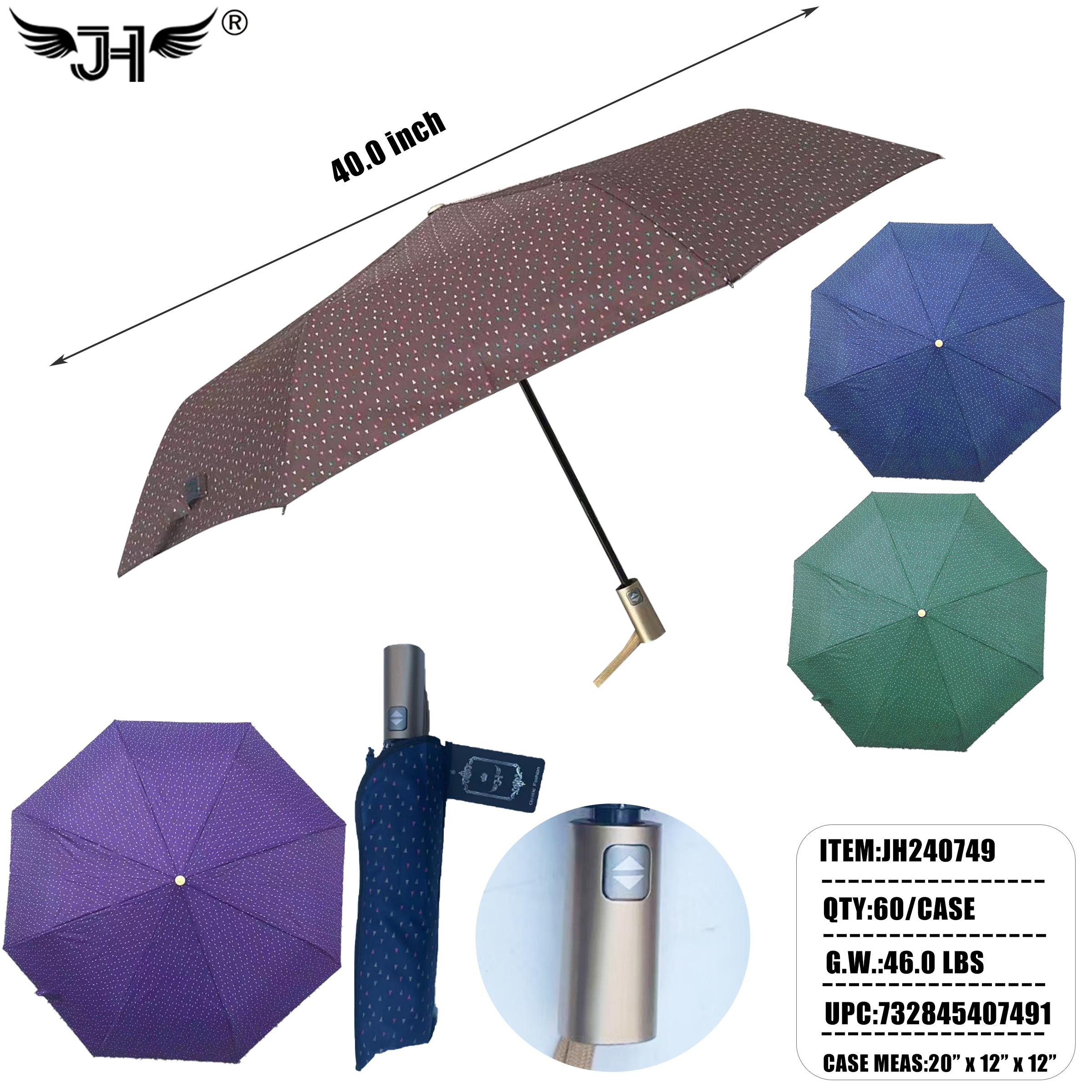 UMBRELLA - FOLDING AUTO OPEN & CLOSE MIX COLOR 40" 60PC/CS (JH240749)