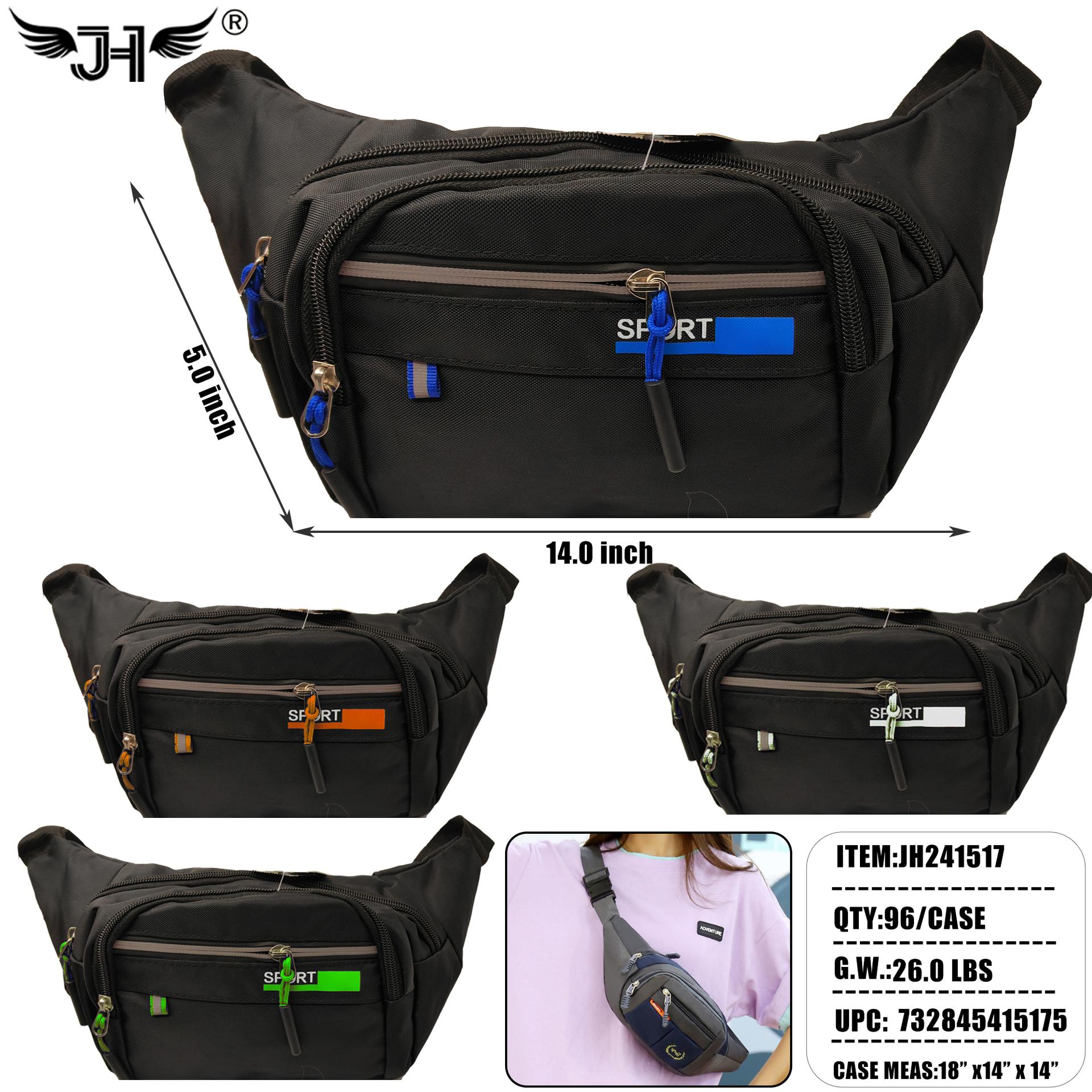 WAIST BAG - 14"X5" SPORT 4 COLOR MIX 6PC/16PK/96PC/CS (JH241517) image