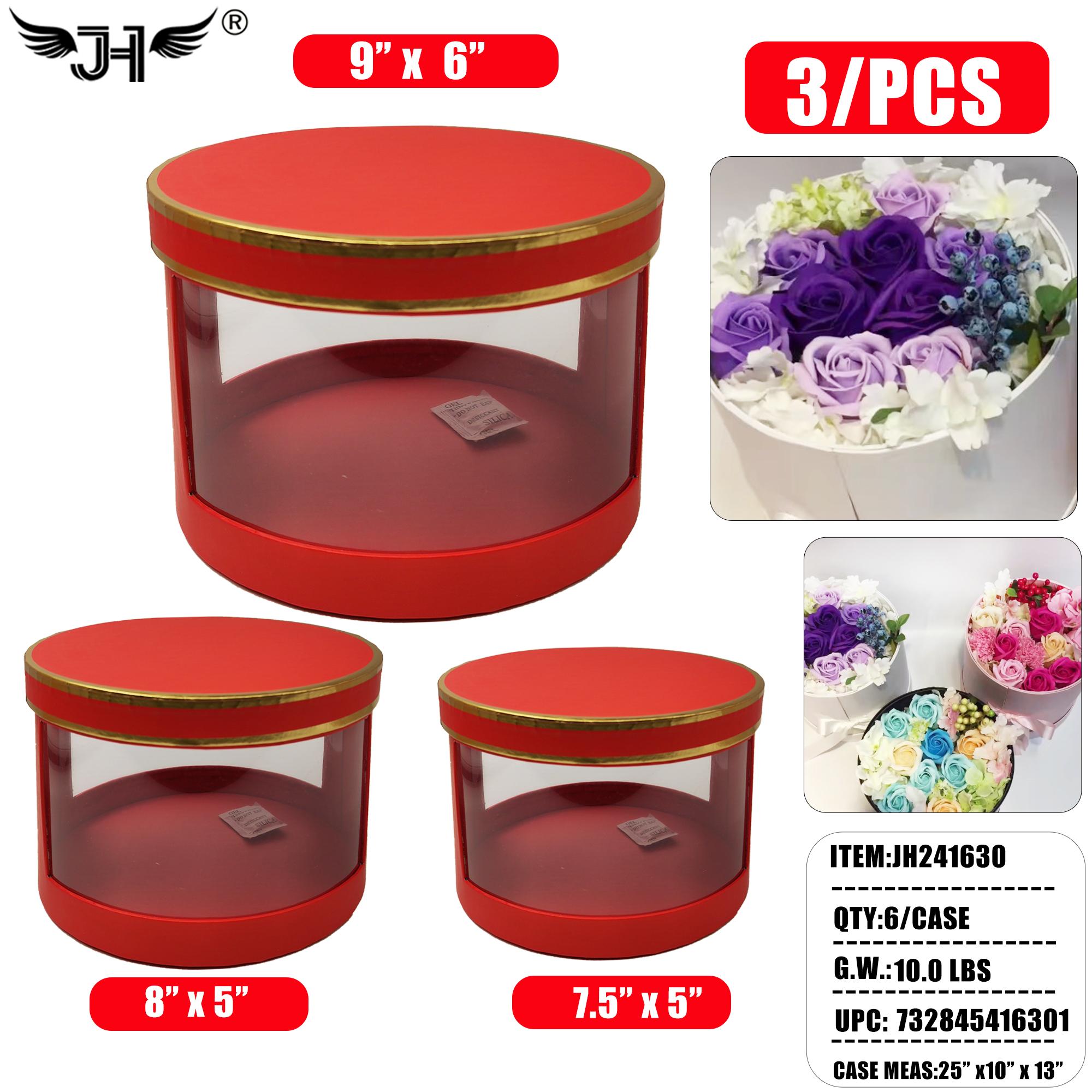 GIFT BOX  - RED ROUND SHAPE 3PC SET 6SET/CS image