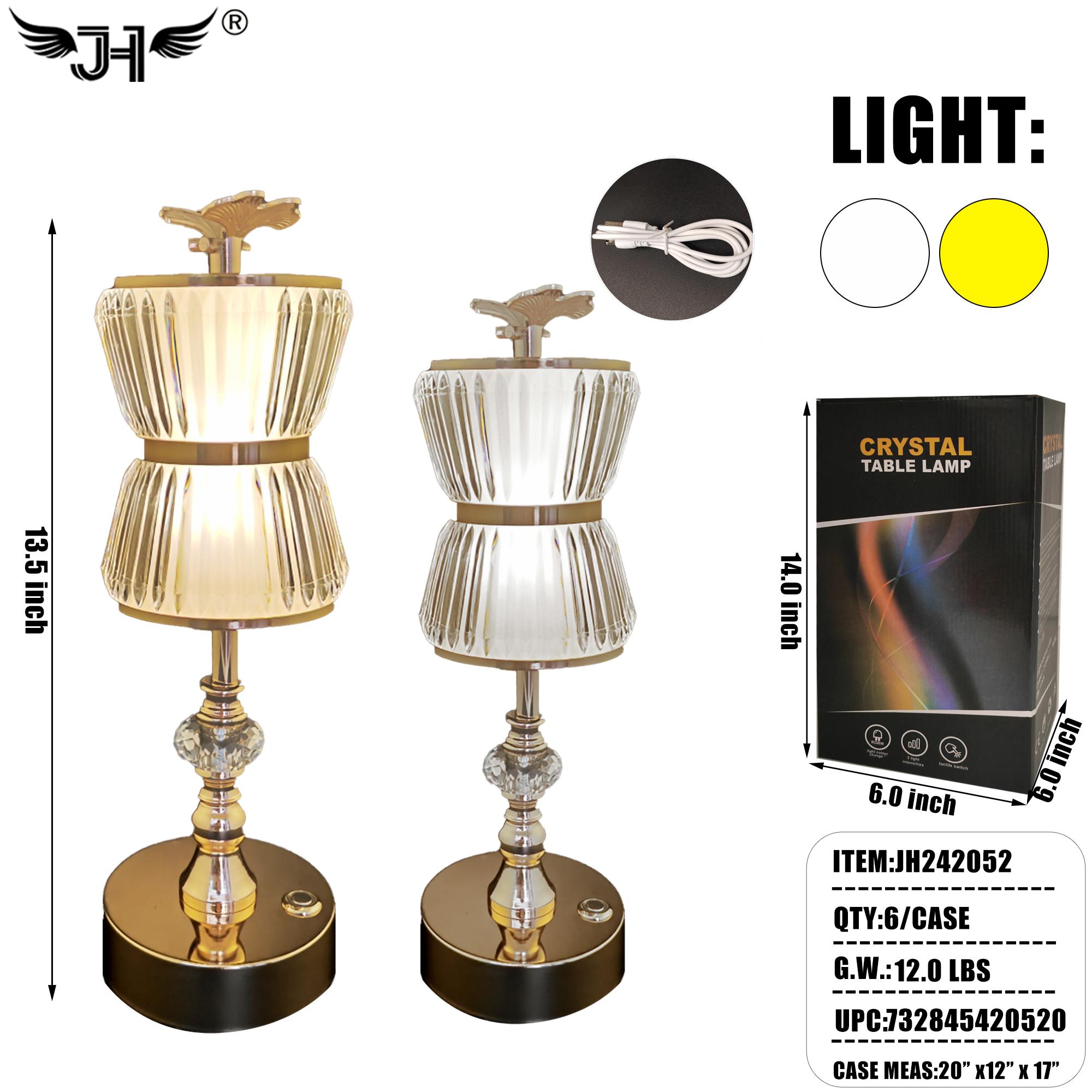 TOUCH LAMP - CRYSTAL TABLE LAMP W/USB 6PC/CS (JH242052)