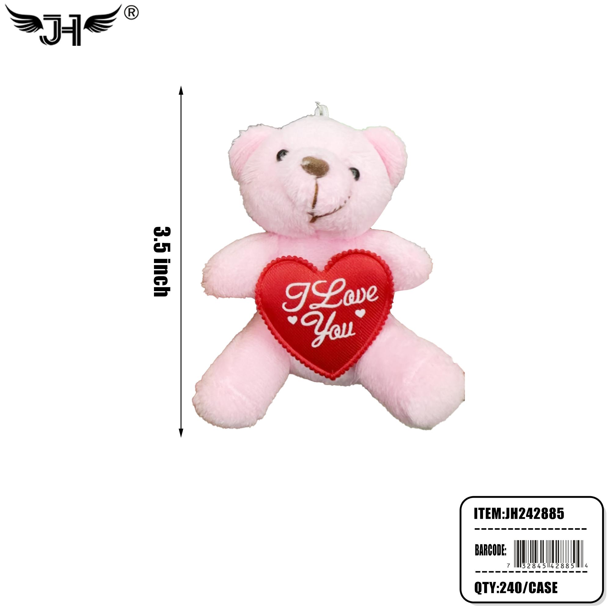 KEYCHAIN - 3.5" PINK TEDDY BEAR WITH HEART 20DZ/CS image