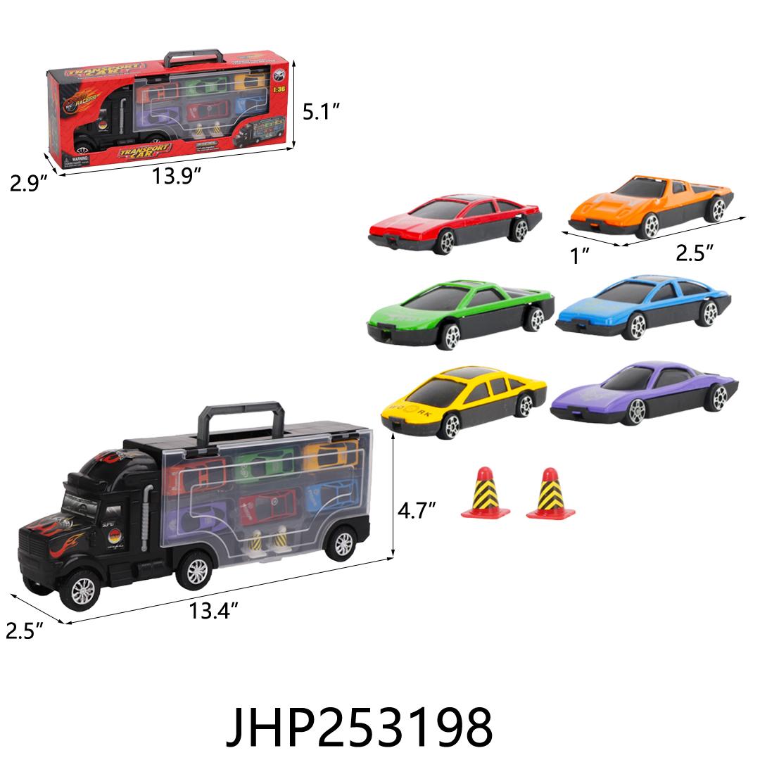 F/W TRUCK W/6PC CAR (RED/BLACK) 12PC/2BX/24PC/CS image