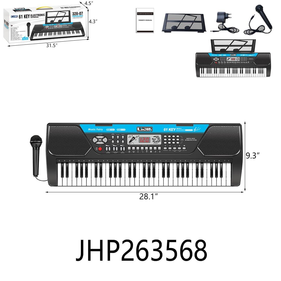 KEYBOARD 61KEY ELECTRONIC W/MIC/MUSIC STAND (BLACK) 4PC/CS image
