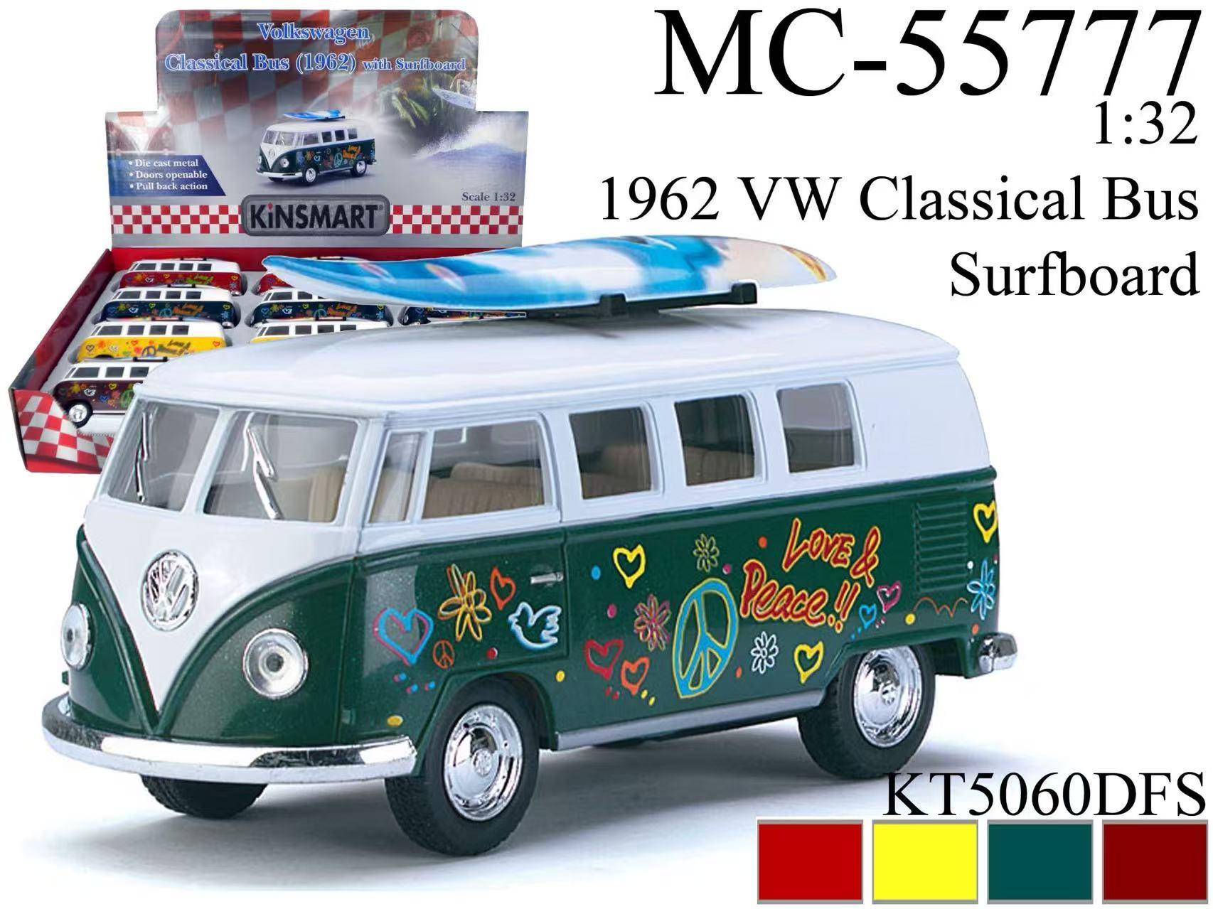 DIECAST - 1:32 5" VW CLASSIC BUS W/SURFBOARD 12DZ/CS