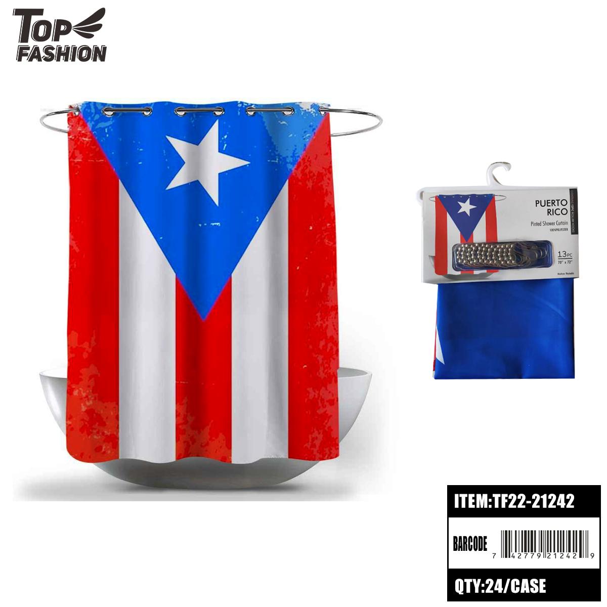72"*72" PUERTO RICO FLAG WITH 12HOOKS SHOWER CURTAIN 24PC/CS image