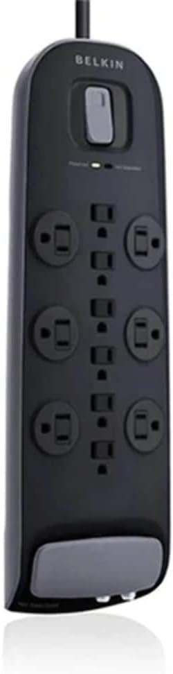 Belkin Power Strip, Belkin Surge Protector - 12 AC Multiple Outlets (4,000 Joules) - 8 ft Long Flat Plug Heavy Duty Extension Cord for Home, Office, Travel, Computer Desktop, Laptop & Phone Charging Brick image