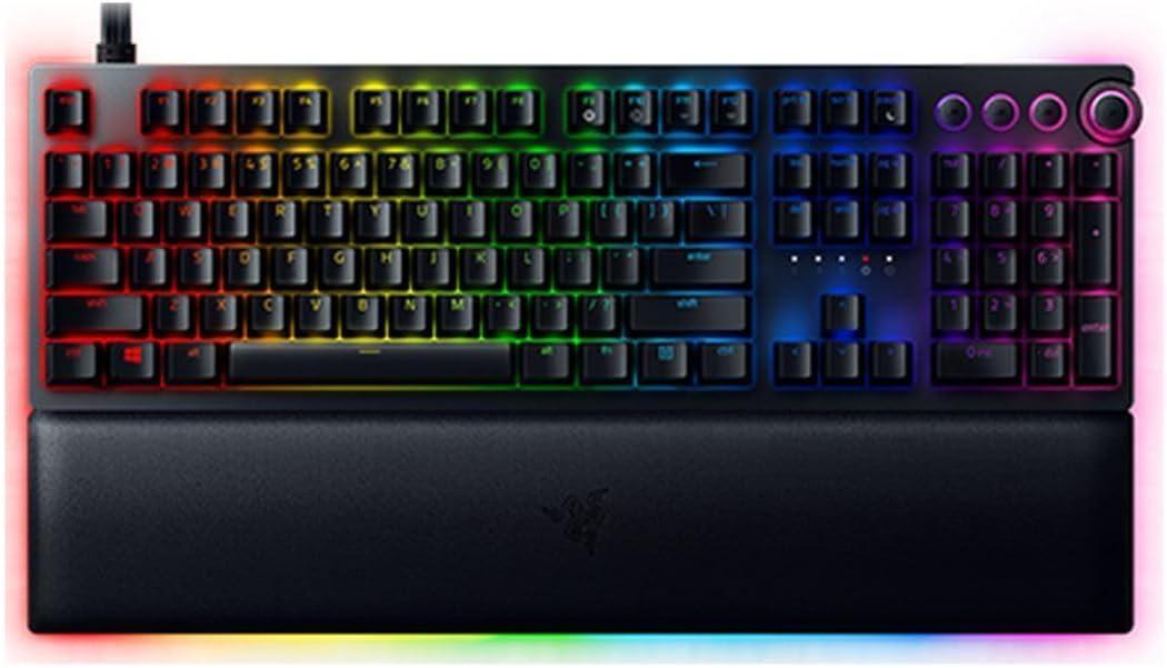 Razer Huntsman V2 Gaming Keyboard, Analog Optical Switches, Black | Adjustable Actuation, Rapid Trigger Mode, Dedicated Media Keys & Dial, Chroma RGB Lighting, Magnetic Plush Wrist Rest image