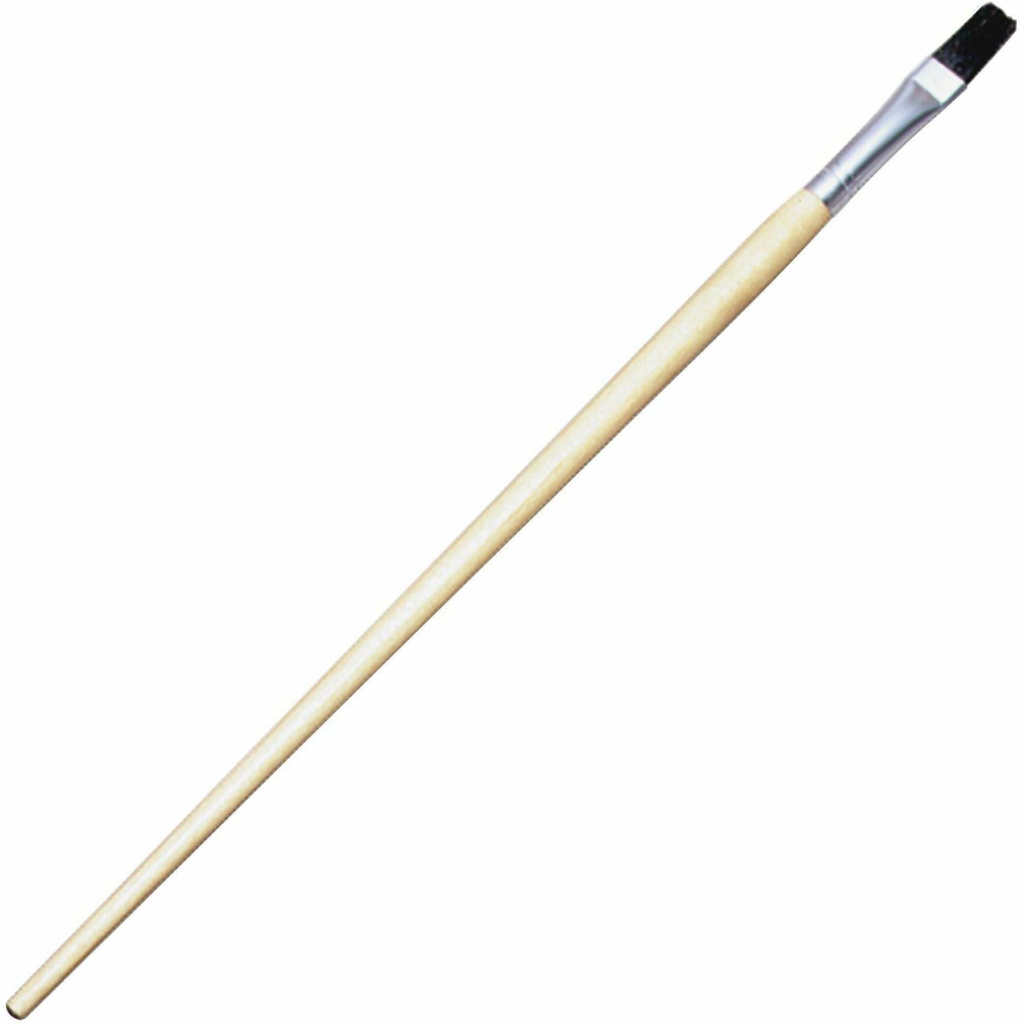 Charles Leonard Flat Tip Easel Paint Brushes with Long Handle, 0.50 Inch, Natural Handles and Black Bristles, 12-Pack (73550) image