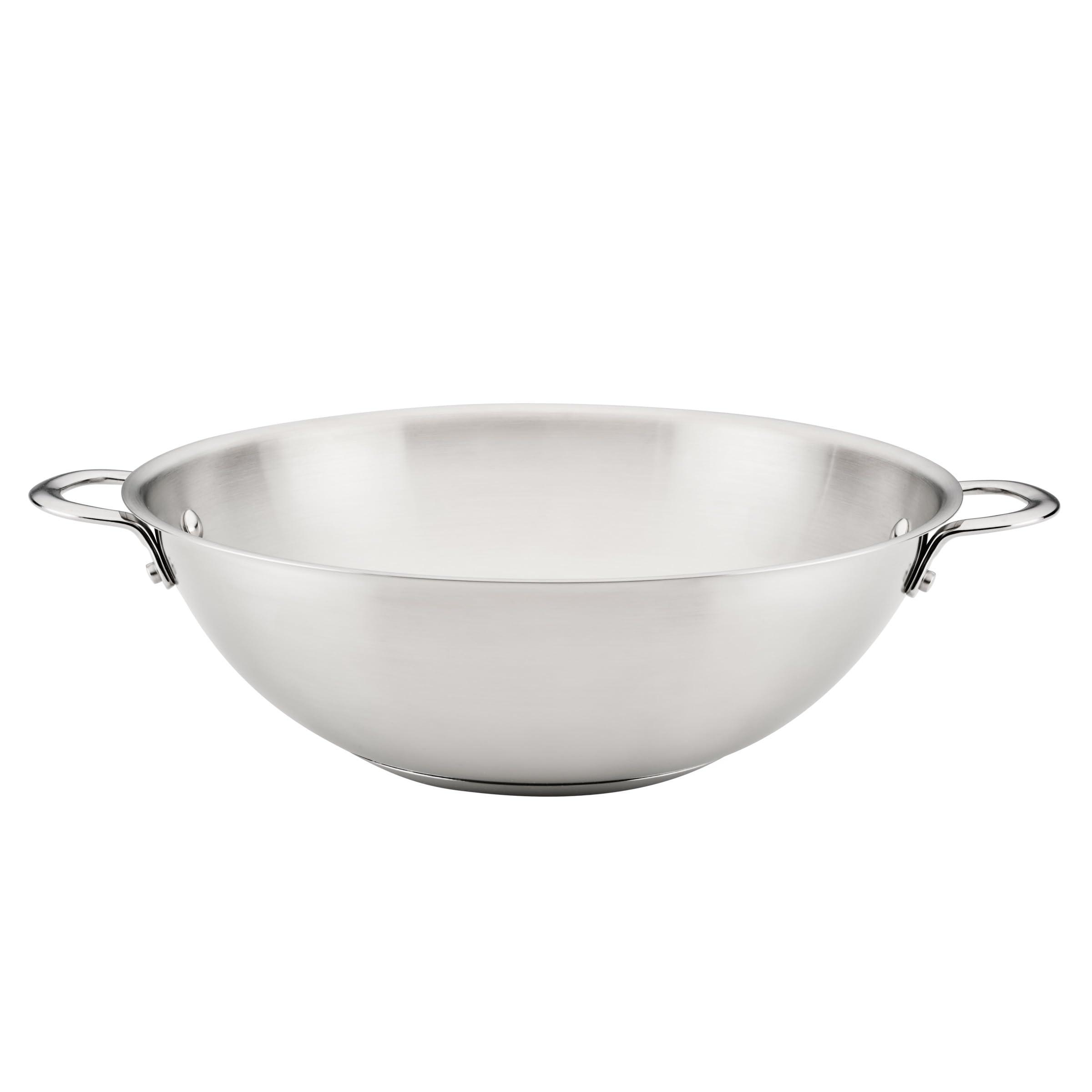 Rachael Ray Professional Stainless Steel Wok/Stir-Fry Pan, Compatible with All Cooktops, Induction Ready, Dishwasher and Metal Utensil Safe, 14 Inch - Stainless Steel image