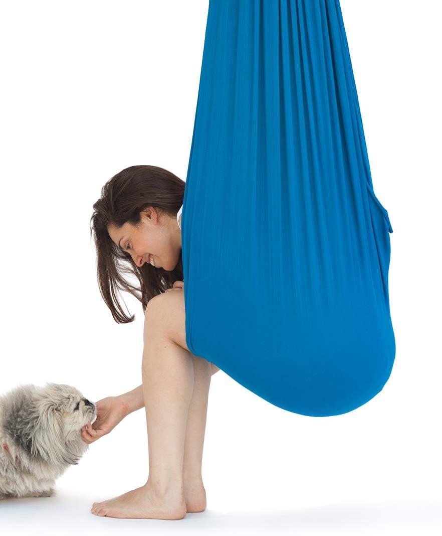 Quility Indoor Therapy Swing for Kids with Special Needs | Lycra Snuggle Swing | Cuddle Hammock for Children with Autism, ADHD, Aspergers | Ideal for Sensory Integration (Up to 165lbs, Light Blue) image