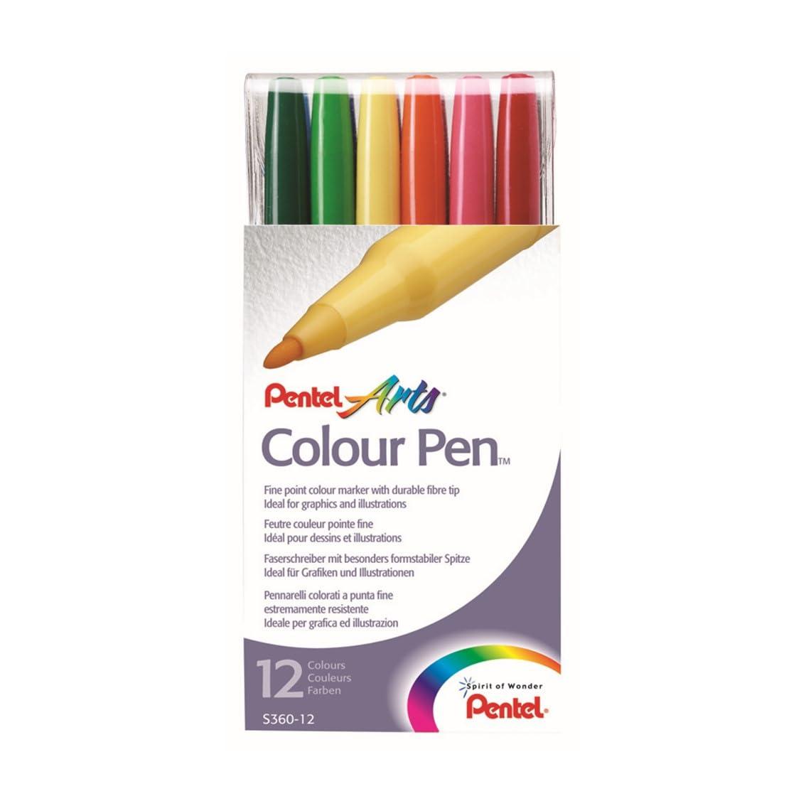 Pentel Arts Color Pen, 12-Color Set (S360-12) image