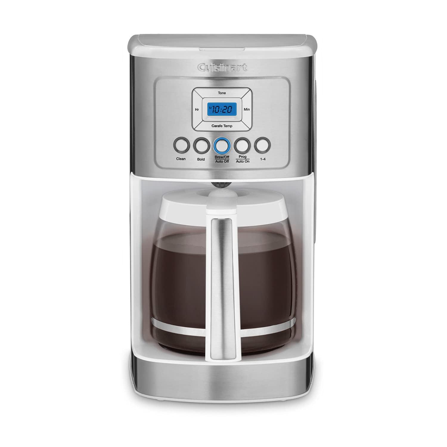 Cuisinart 14-Cup Coffee Maker, Programmable PerfecTemp Glass Carafe Coffee Machine with 1-4 Cup Setting, Brew Strength Control and Brew Pause, Stainless Steel, DCC-3200WNAS, White image