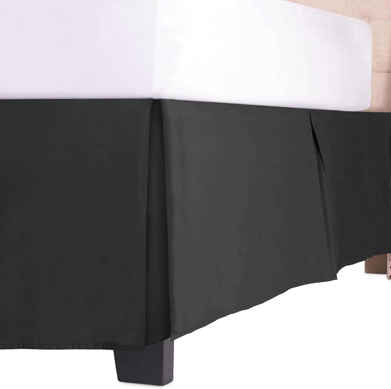 Luxury Bed Skirt with 15 Inch Drop - Adjustable Pleated Microfiber Bed skirts with Dust Ruffle Wrap -California King - Black image