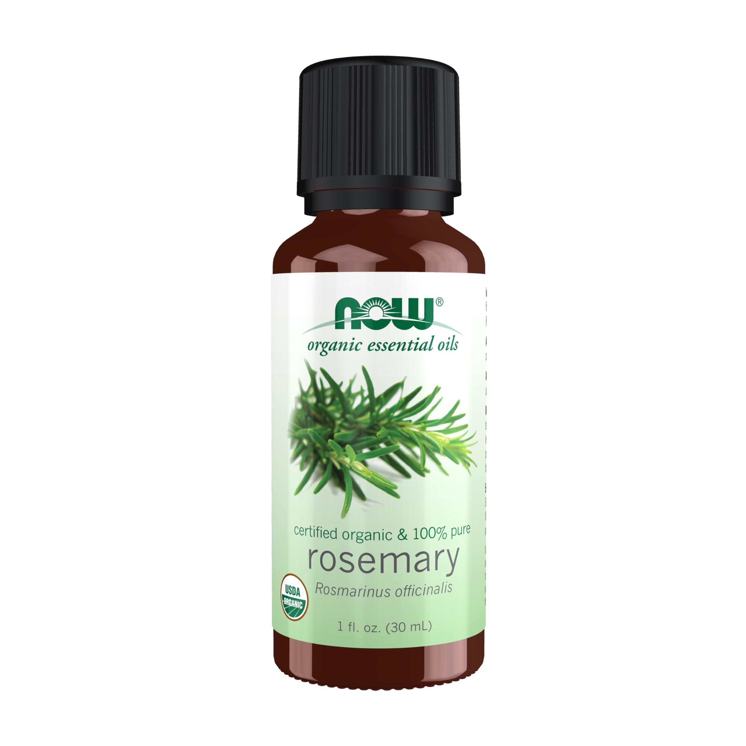 NOW Essential Oils, Organic Rosemary Oil, Purifying Aromatherapy Scent, Steam Distilled, 100% Pure, Vegan, Child Resistant Cap, 1-Ounce image