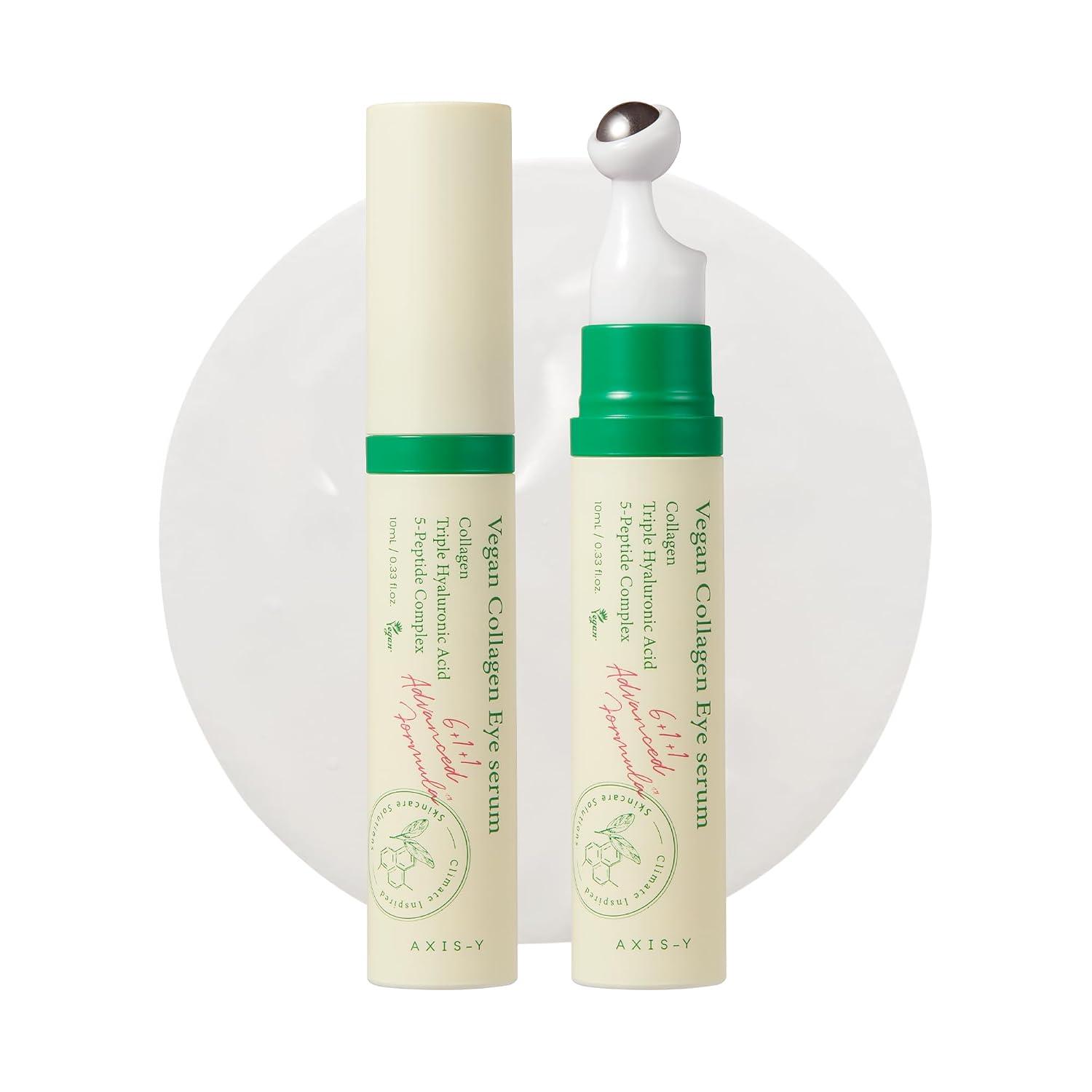 AXIS-Y Vegan Collagen Eye Serum - K Beauty Triple Hyaluronic Acid & Peptide Collagen Serum Improve Skin Elasticity, Reduce Fine Lines & Dark Circles - Vegan Korean Skin Care Eye Cream - 0.33 fl. oz. image