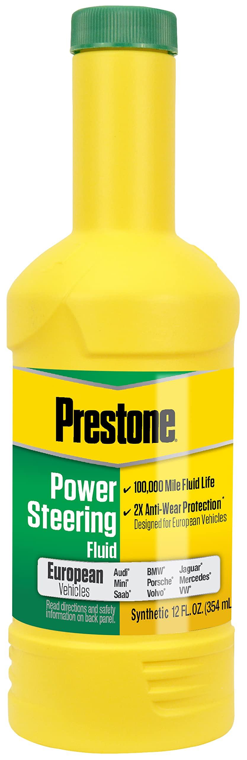 Prestone AS268 Power Steering Fluid for European Vehicles, Synthetic, 100,000 Mile, 12 oz.