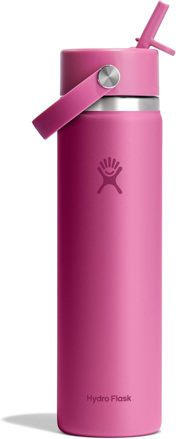 Hydro Flask Water Bottle - Insulated Stainless Steel - Wide Straw Lid, Non Spill, Leakproof in 24 Oz Reef Pink image