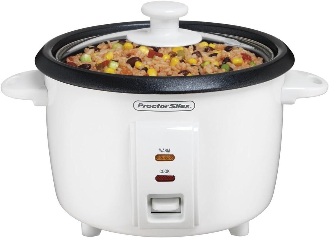 Proctor Silex 4-Cups uncooked resulting in 8-Cups Cooked Rice Cooker, White (37534Y) image