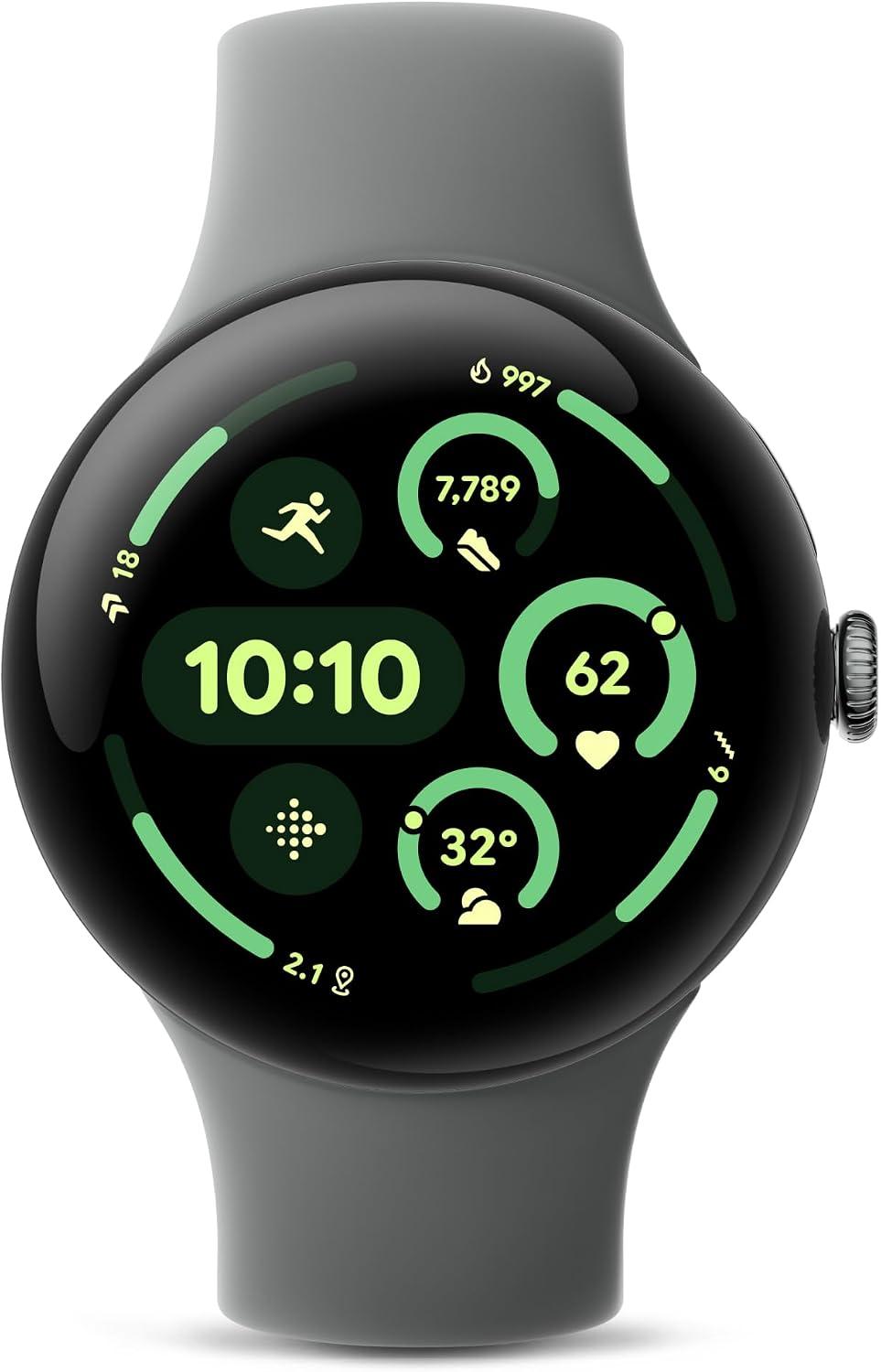 Google Pixel Watch 3 (45mm) 2024 Model - Android Smartwatch, Heart Rate Tracking, Fitbit Advanced Running, Fitness Insights, 24-Hour Battery - Matte Hazel Aluminum Case - Hazel Band - LTE