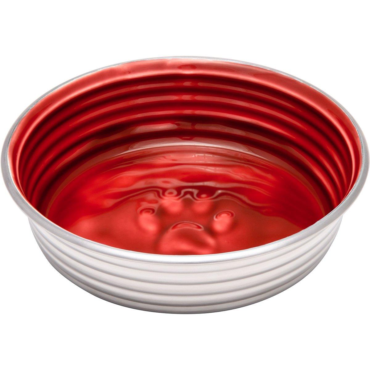 Loving Pets - Le BOL Dog Food Water Bowl Enamel Ceramic Bowl No Tip Stainless Steel Pet Bowl No Skid Spill Proof (Extra Small, Bordeaux)