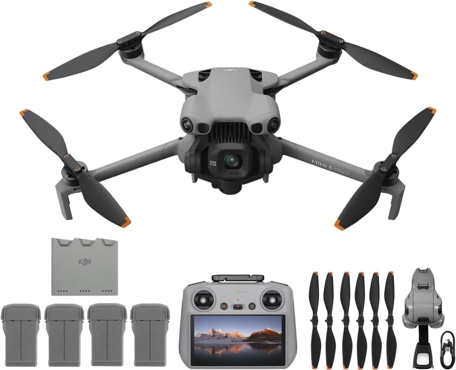DJI Mini 5 Pro + Fly More Combo with DJI RC 2, Drone with Camera, 1" CMOS, 4K Drone for Beginners, Obstacle Sensing, ActiveTrack 360, 225 Gimbal Rotation, 4 Batteries image