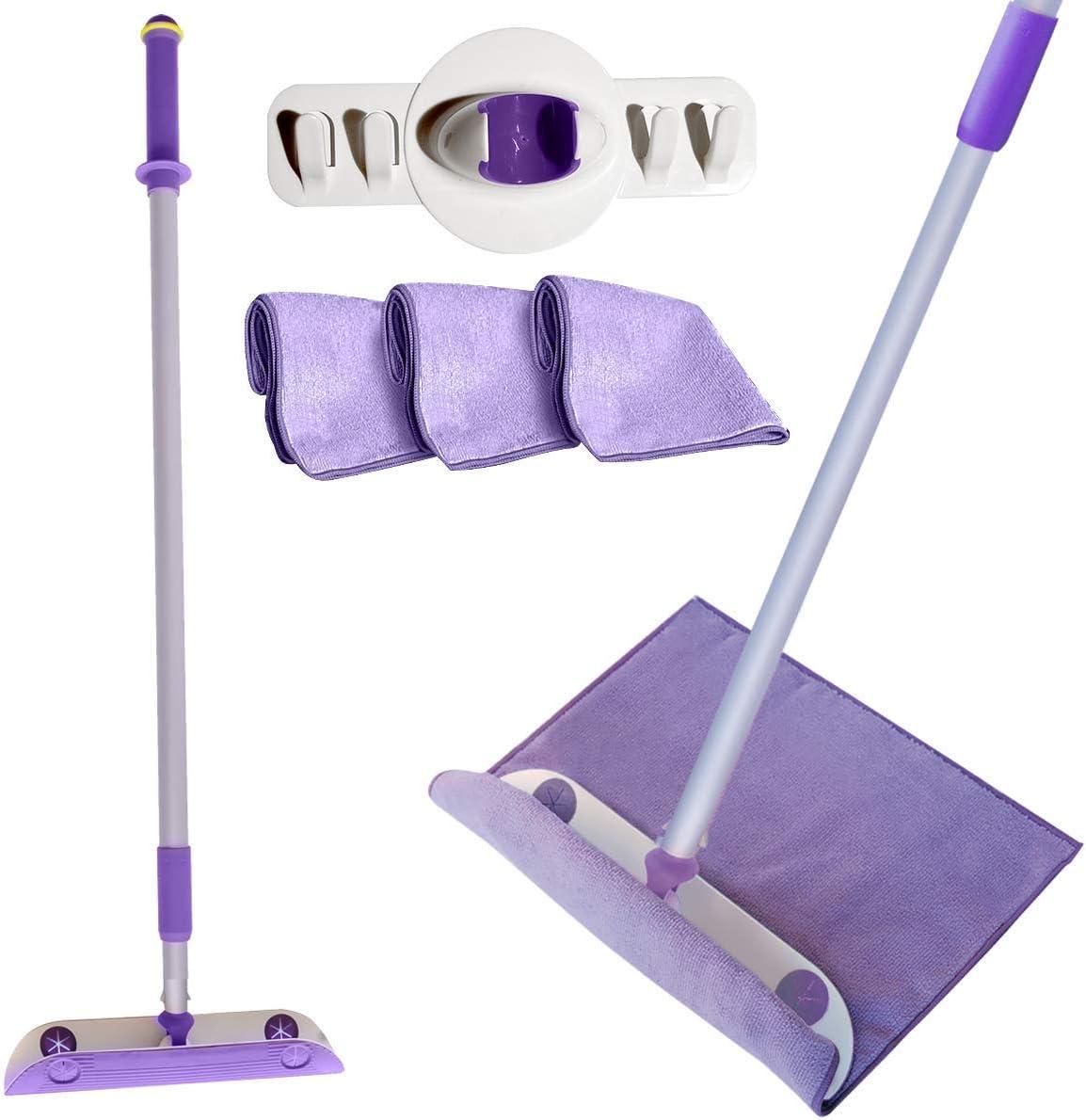 Powerizer WonderWedgie Microfiber Mop Cleaning System | Includes Wedge Mop Head, 3 Microfiber Cloths, Telescoping Pole & Wall Mount Organizer image