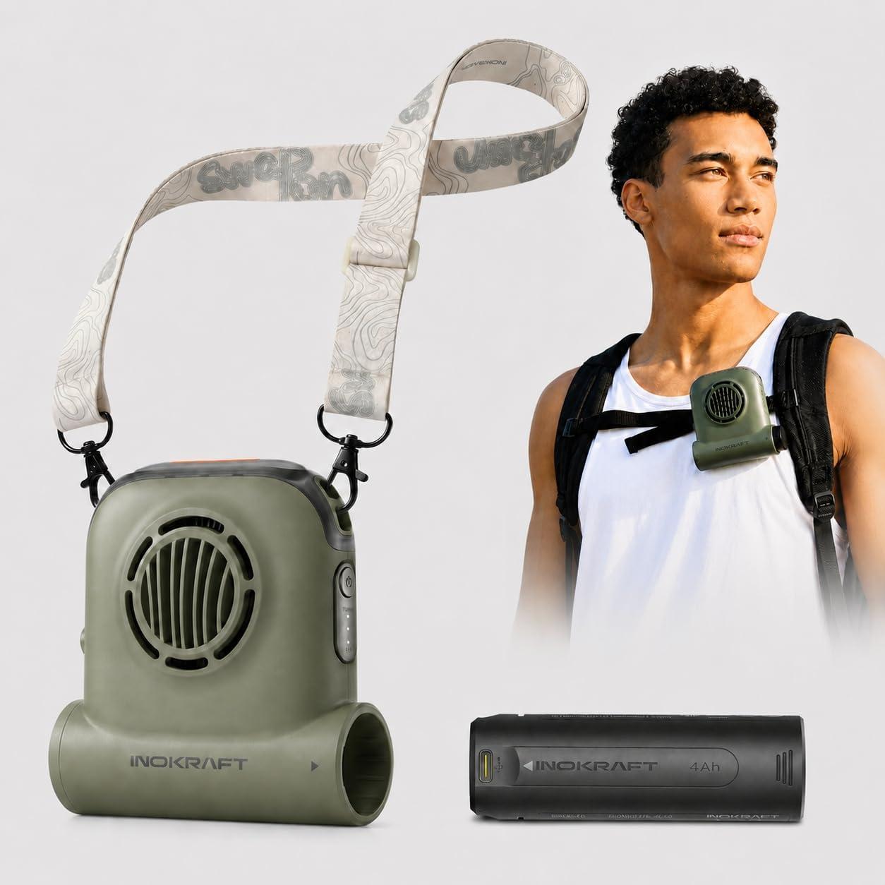 InoKraft Waist Fan with Swappable 4Ah Rechargeable Battery Green - 1 Battery image