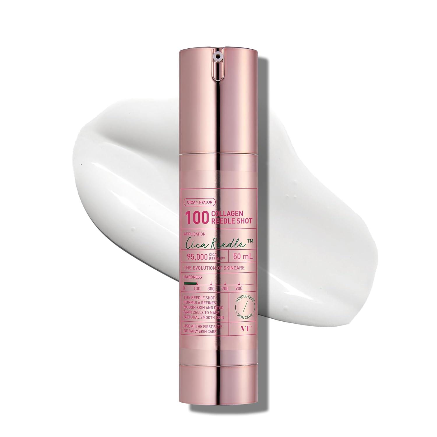 VT COSMETICS Collagen Reedle Shot 100, Collagen Microneedling Serum, Firming & Elasticity, 500Da Collagen Extract, Soft & Glass Skin, Pink Collagen Serum, Korean Skin Booster 1.69Fl Oz(50ml) image
