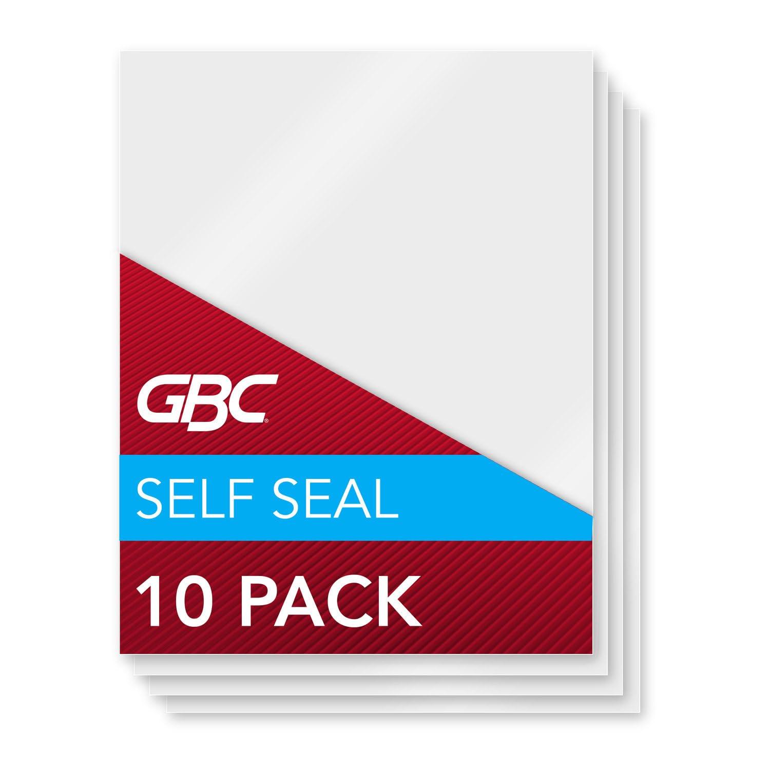 GBC Laminating Sheets, Self Adhesive Pouches, Letter Size, Glossy, 3 Mil, SelfSeal, 10 Pack (3747308) image