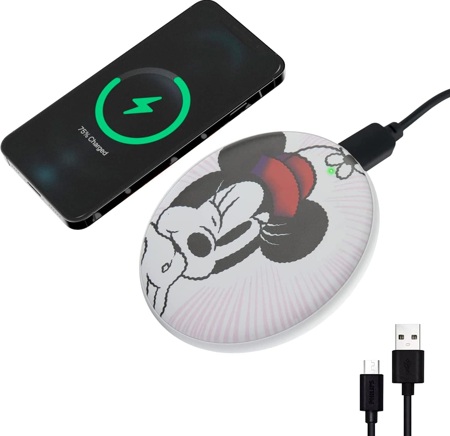 Disney Minnie Mouse Wireless Charging Pad- Wireless Charging Station Universally Compatible with All Qi Enabled Devices- Mickey Mouse Gifts for Adults and Fans of All Ages...