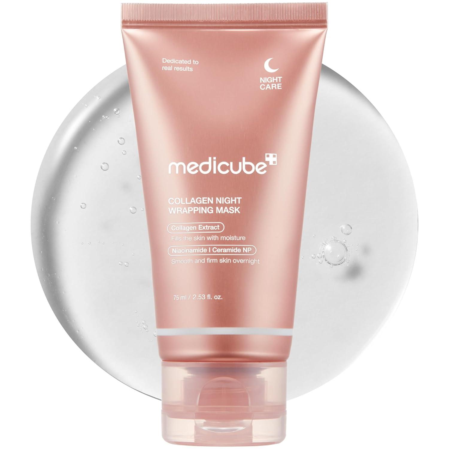 medicube Collagen Overnight Wrapping Peel Off Facial Mask Pack - Elasticity & Hydration Care, Reduces Sagging & Dullness - Hydrolyzed Collagen For Glowing Skin - Korean Skin Care, 2.53 fl.oz image