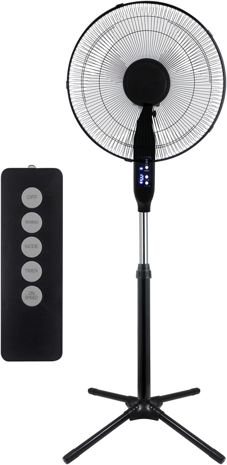 Craig TH6069, 16 Inch Oscillating Stand Fan with Remote Control, 90 Degree Oscillating Head, Adjustable Height and Tilt, Perfect for Bedroom, NEW image