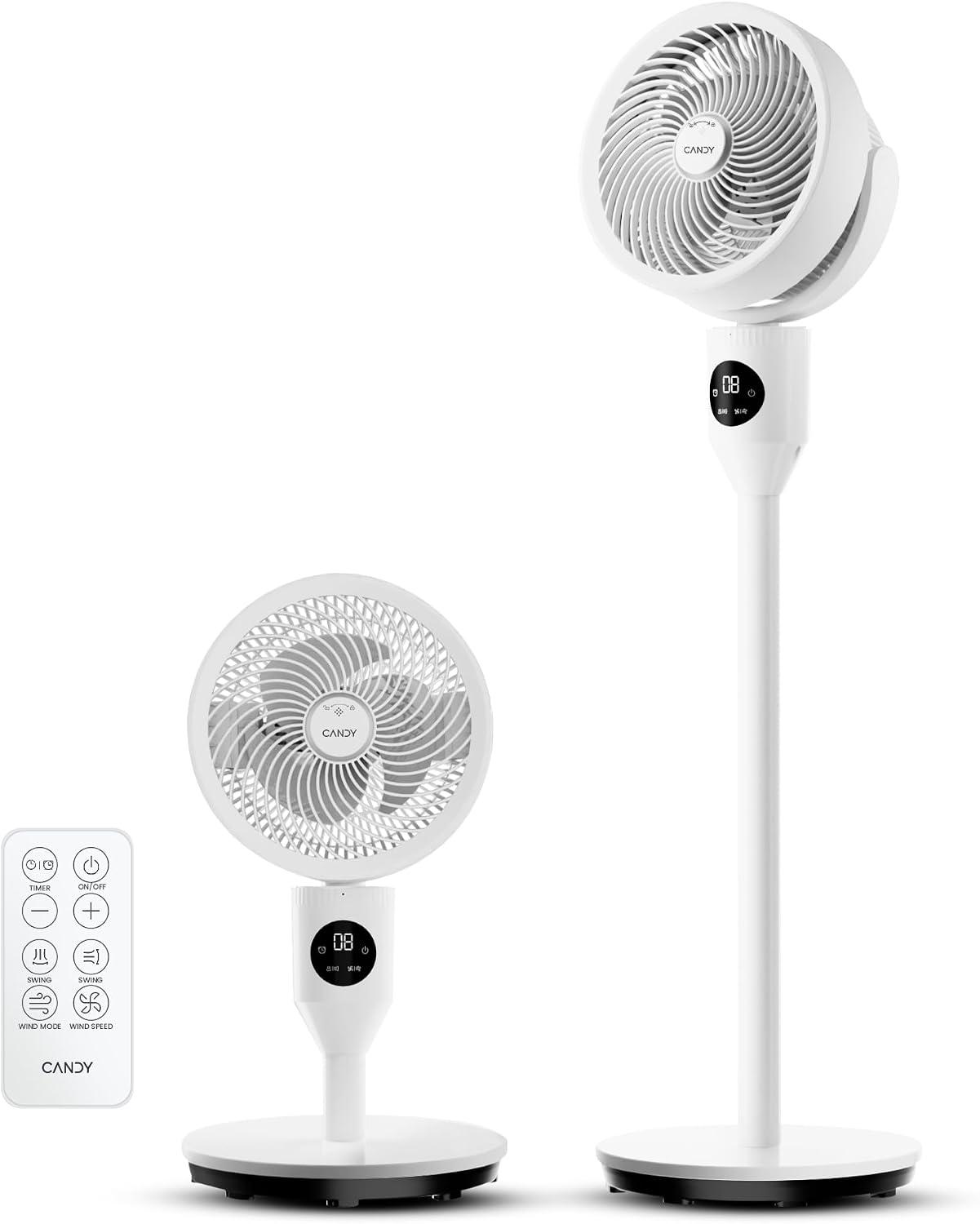 Candy Standing Fan for Bedroom, 3 Heights Adjustable Pedestal Fan with Remote, 90° Oscillating Floor Fan, 8 Speeds & 3 Modes, 25dB Quiet Room Fan, 12H Timer, for Dorm, Home, Office
