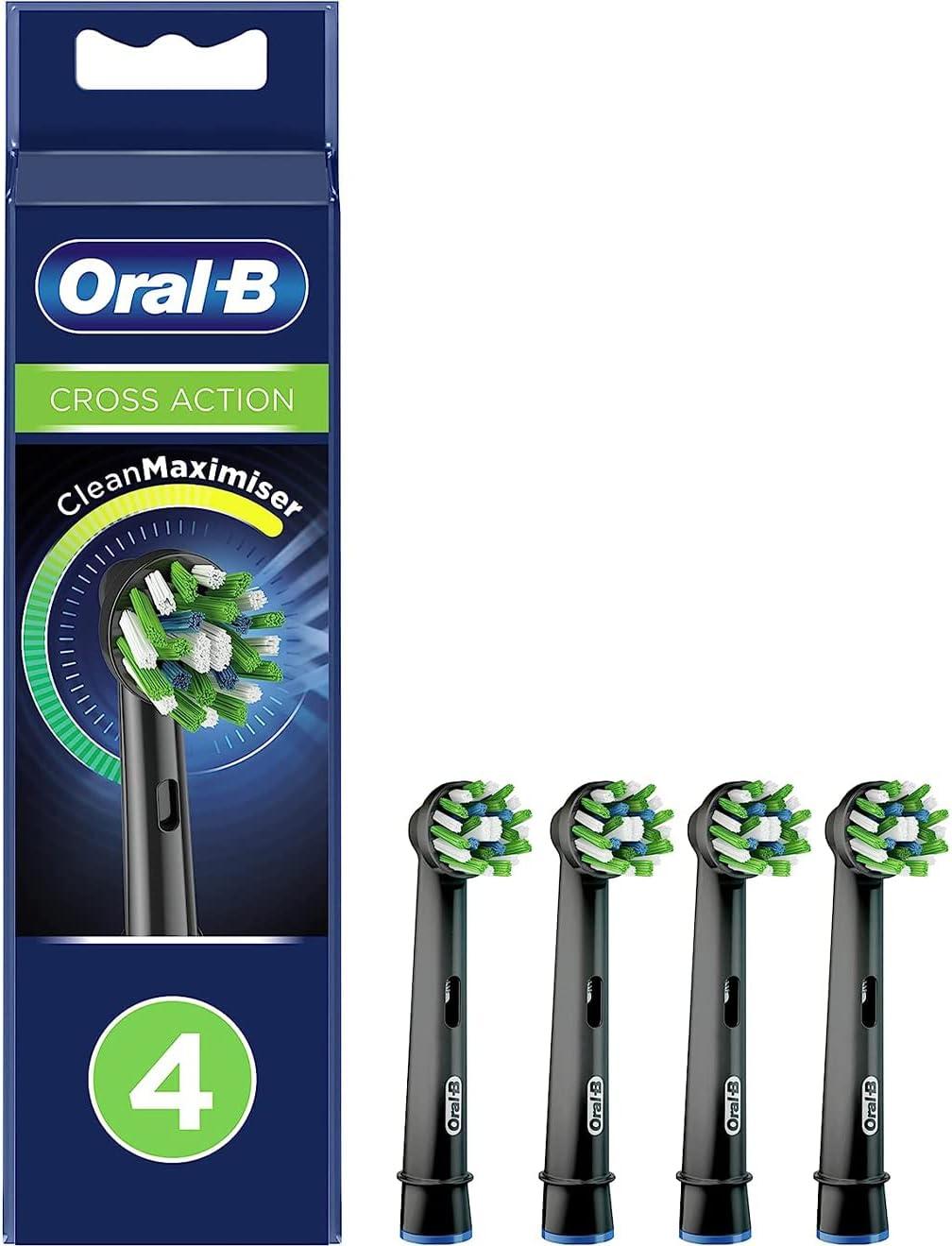 Crossaction Electric Toothbrush Replacement Brush Head Refills, Black , 4 Count (Pack of 1) image
