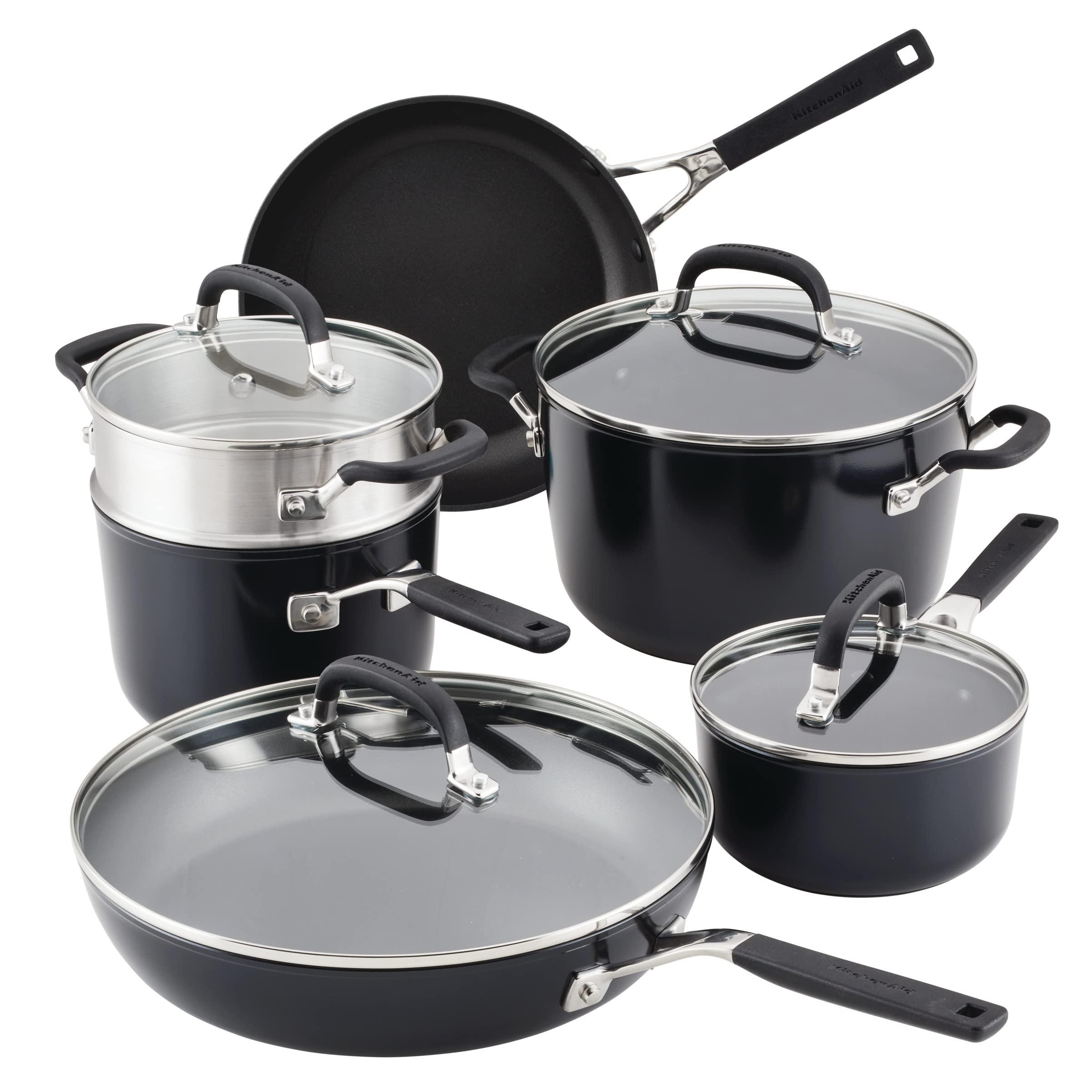 KitchenAid Hard Anodized Nonstick Cookware/Pots and Pans Set, 10 Piece - Matte Black image