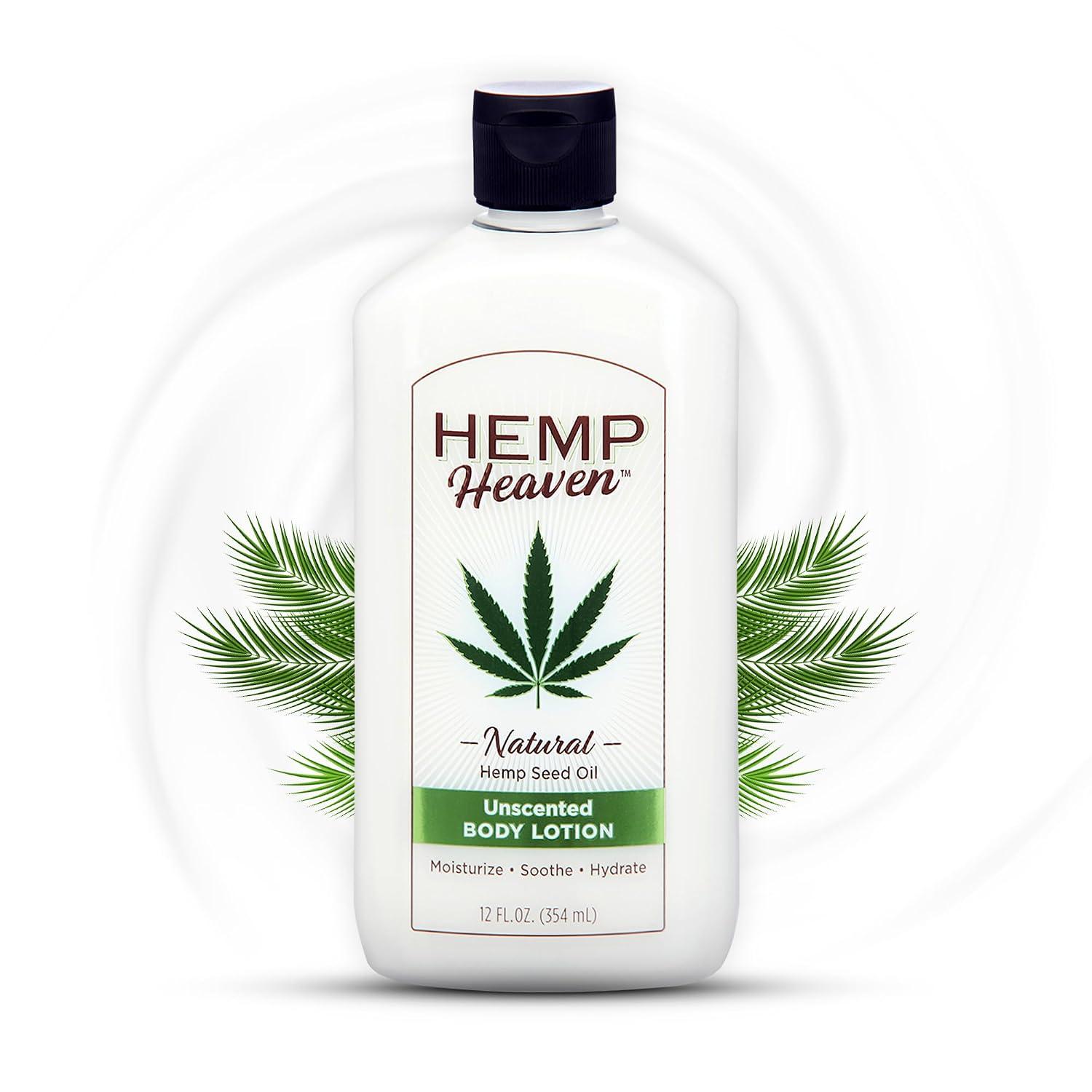 Hemp Lotion - Natural Hemp Seed Oil, Paraben-Free, 12oz, Made in USA, Nourishing for Men & Women, EWG Verified, Anti-Aging (Unscented) image