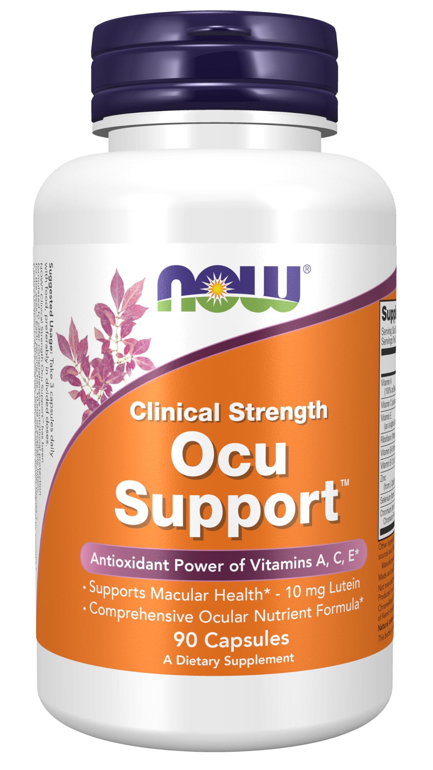 NOW Supplements, Ocu Support™with FloraGLO® Lutein, plus Vitamins A, C and E, 90 Veg Capsules image
