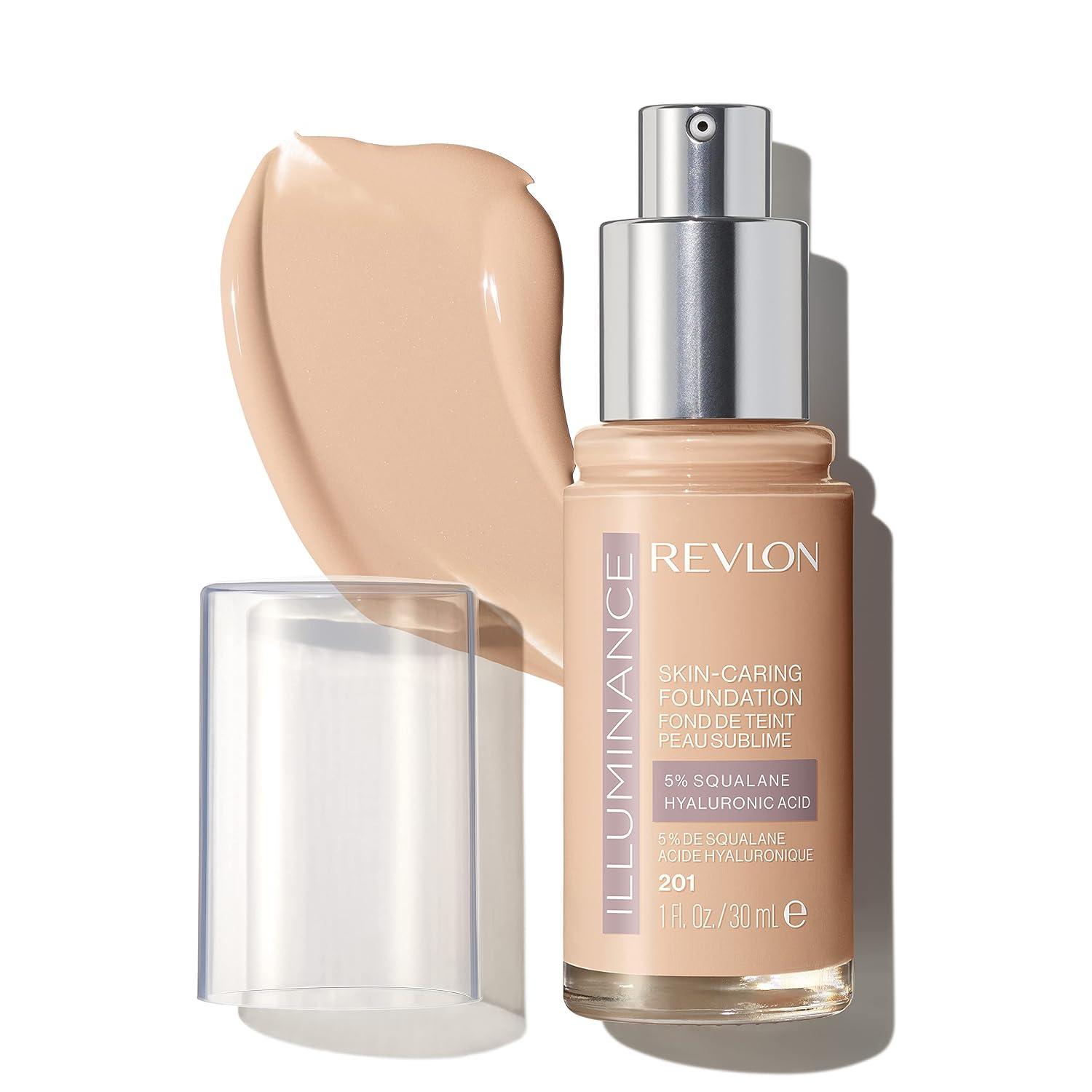 Revlon Illuminance Skin-Caring Liquid Foundation, Hyaluronic Acid, Hydrating and Nourishing Formula with Medium Coverage, 201 Creamy Natural, 1 fl oz image