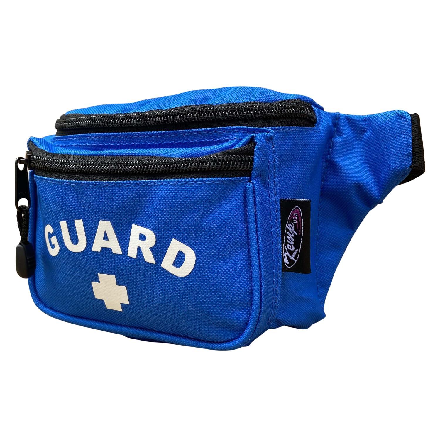Kemp USA Lifeguard Hip Pack Water Resistant Fanny Pack GUARD Logo Medical Supply Waist Bag Adjustable Strap Multiple Zippered Compartments Lifeguard Emergency Gear image