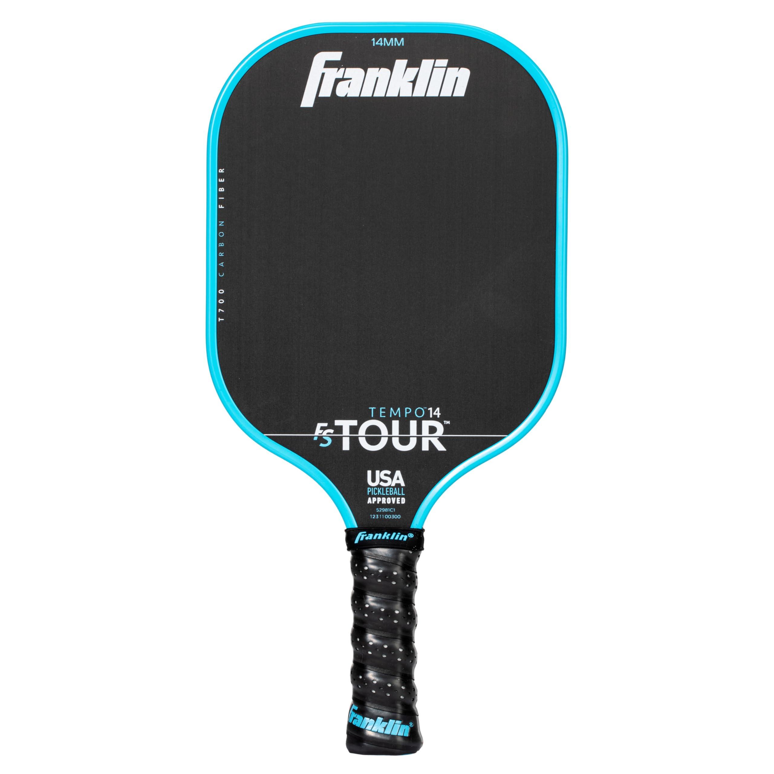 Franklin Sports Pro Pickleball Paddles - FS Tour Series Raw Carbon Fiber T700 - USA Pickleball Approved - Unibody Epoxy Resin Injected Edge - Dynasty + Tempo - 14mm/16mm Core - Gray, Blue + Pink (B0CQRX2KGC) image